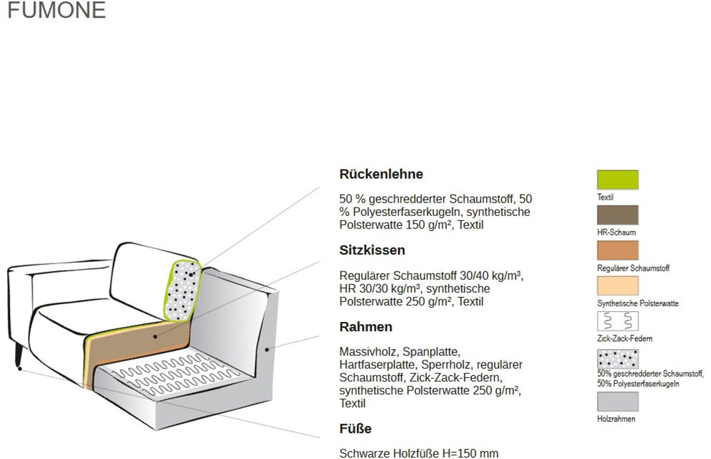 Places of Style Ecksofa »Fumone, Lederoptik oder Soft-Touch Chenille«, Breite 260, mit schwarzen Massivholzfüßen