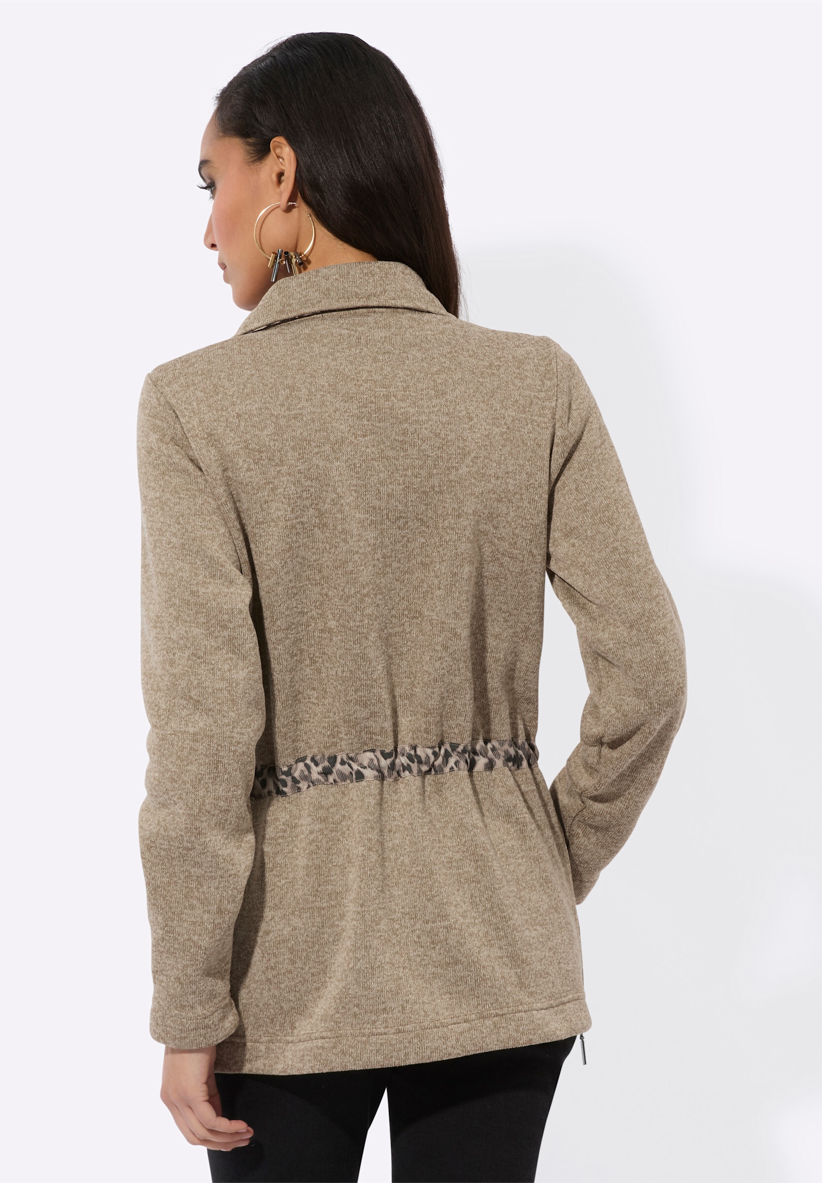 creation L Fleecejacke »Strickfleece-Jacke Strickfleecejacke mit Leo-Akzenten«