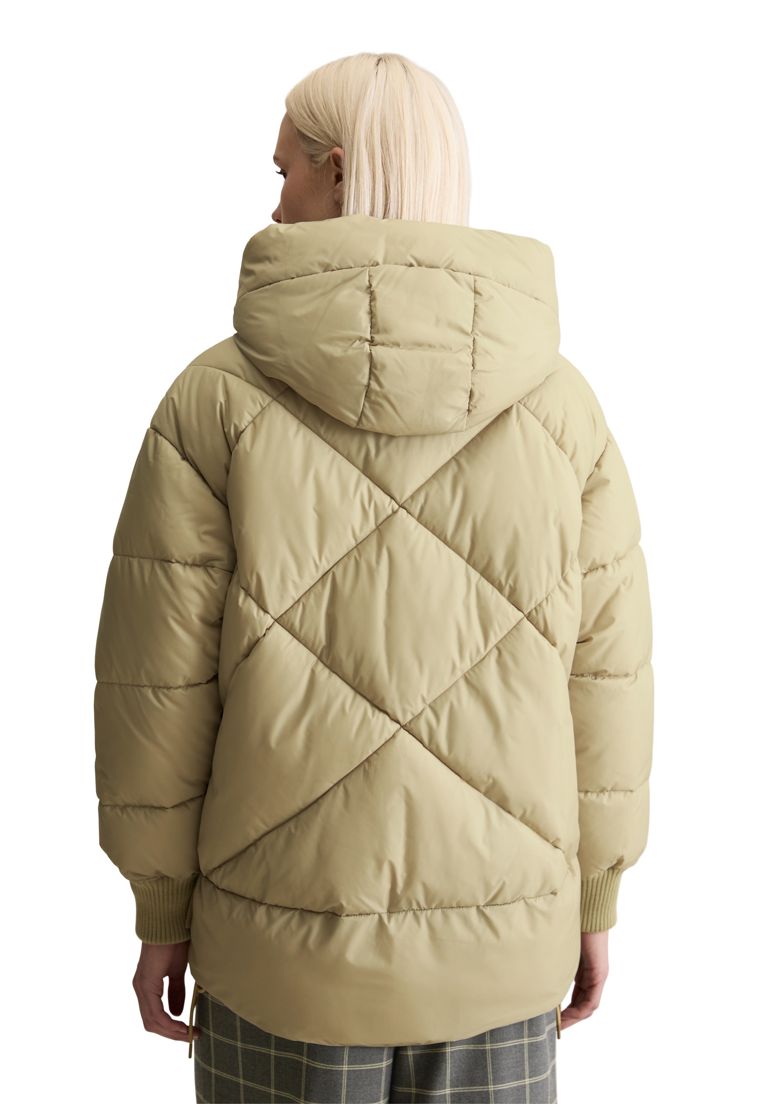 Marc O'Polo DENIM Steppjacke, mit Kapuze, Rückenteil verlängert, Leicht und wasserabweisend
