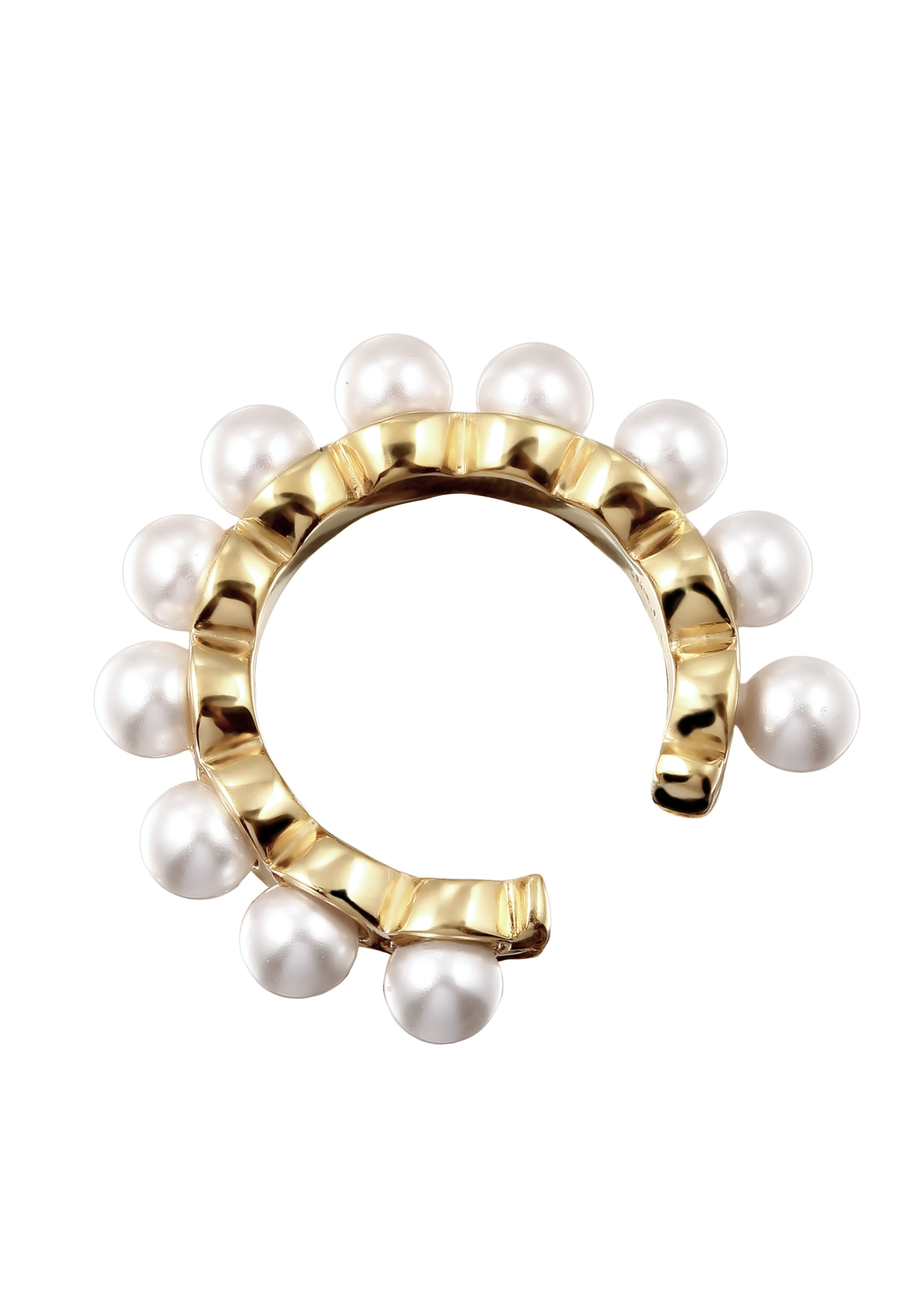 Elli Ohrklemme »Ohrringe Earcuff mit Perlen von Swarovski(R) Weiß 925 Sterling Silber vergoldet«
