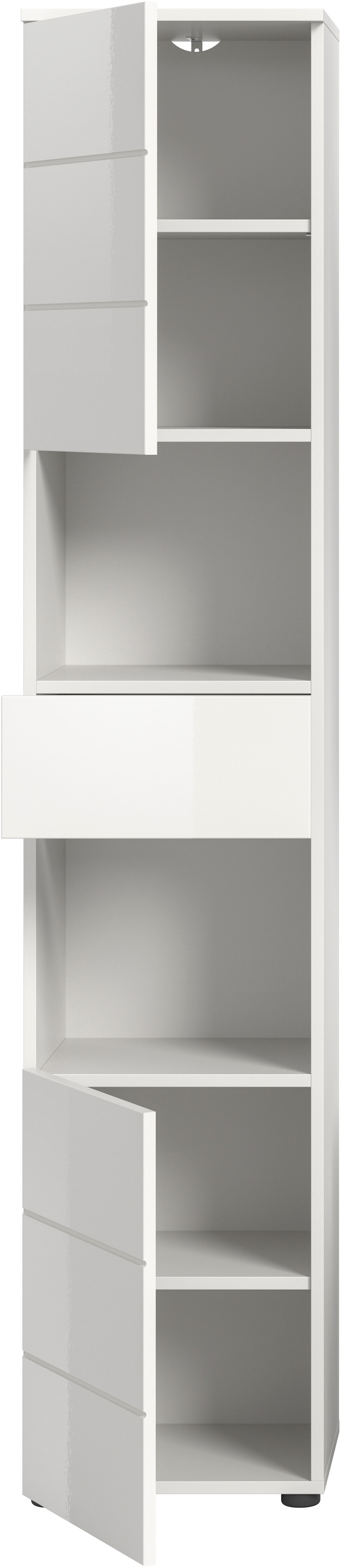 welltime Hochschrank »Biel, Höhe 190 cm, 2 Türen, 1 Schubkasten«, (1 St.), Türanschlag wechselbar, modernes Design, Badschrank, Unterschrank, Bad