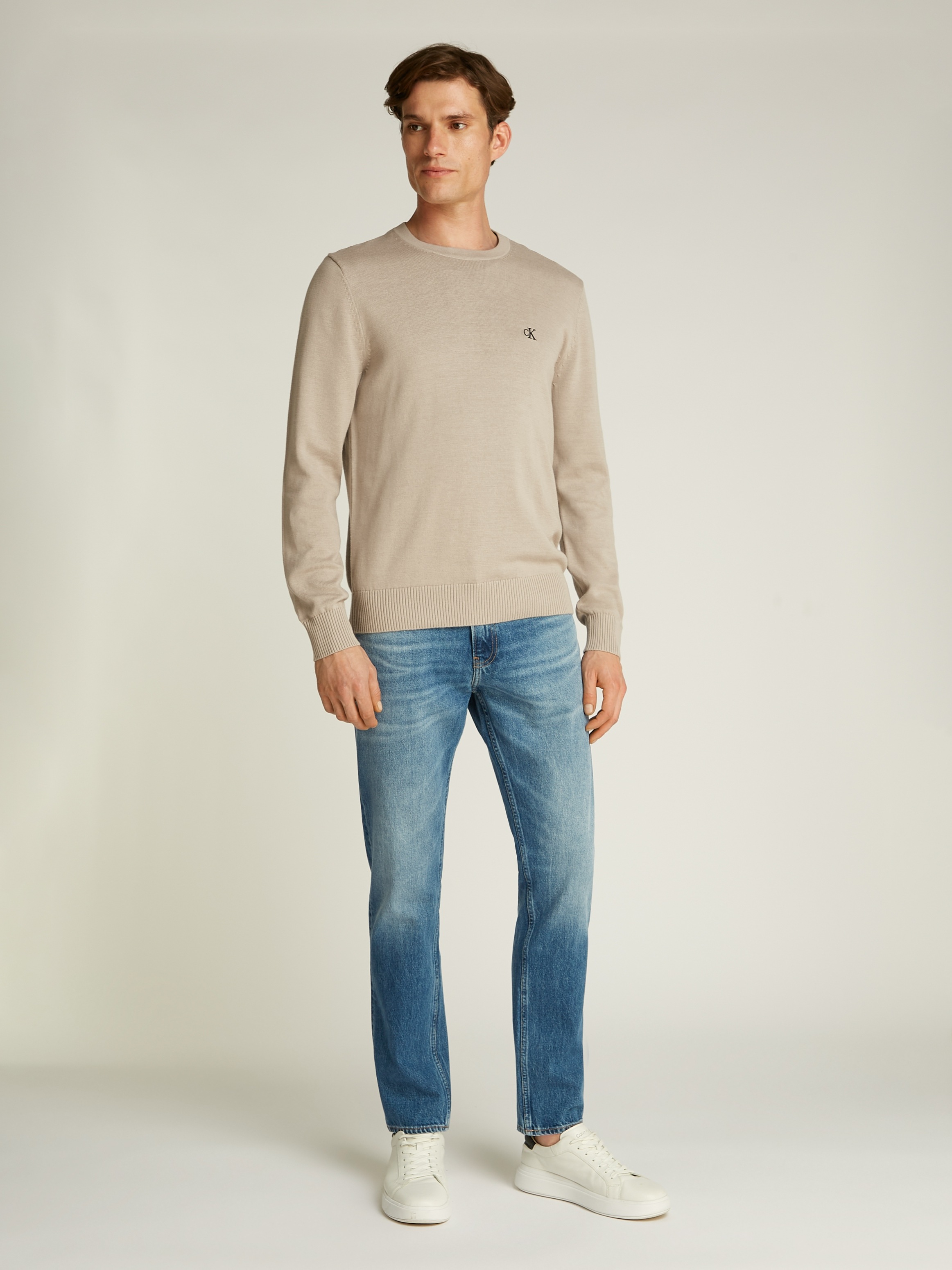 Calvin Klein Jeans Rundhalspullover »MODERN CREW NECK SWEATER«, Logodruck, Rundhals