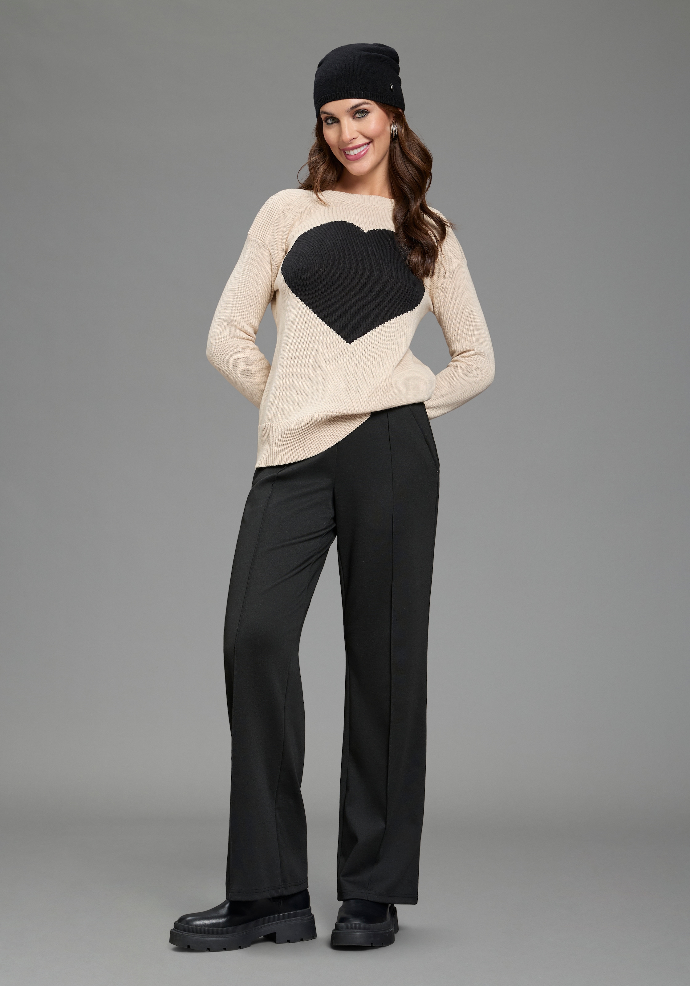 Laura Scott Strickpullover mit Herz-Strickmuster