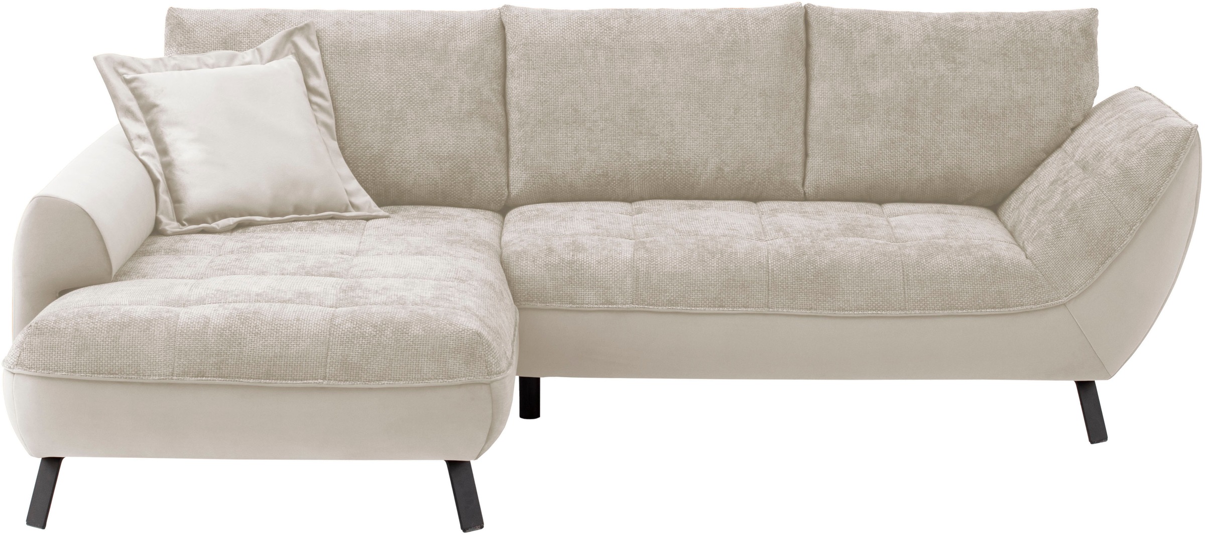 exxpo - sofa fashion Ecksofa »Bellinii, Materialmix, Strukturbezug und pflegeleichter Microvelours«, bequem und modern, Materialmix, L-Form