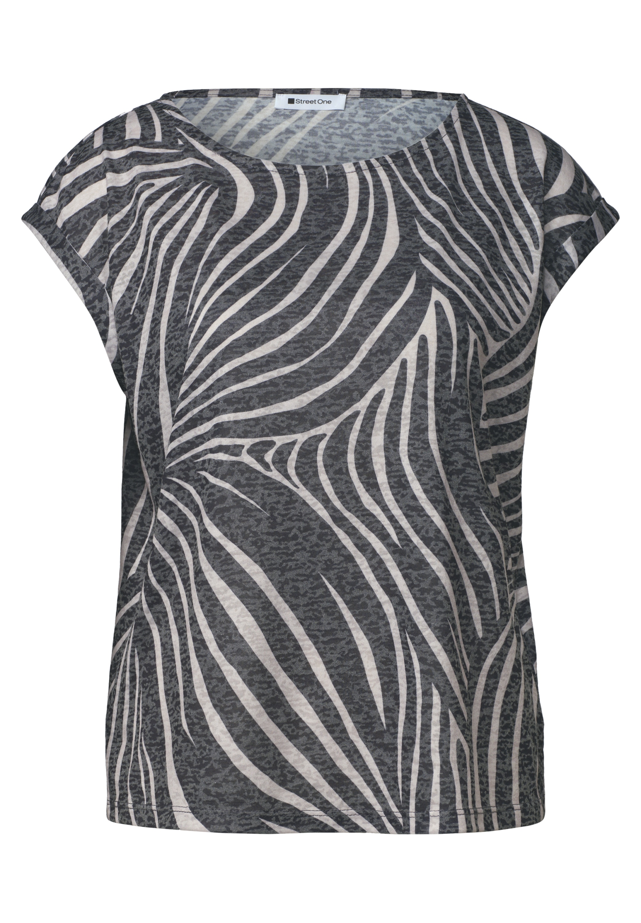 STREET ONE Shirttop Sommershirt im Ausbrenner-Look/mit Allover-Print