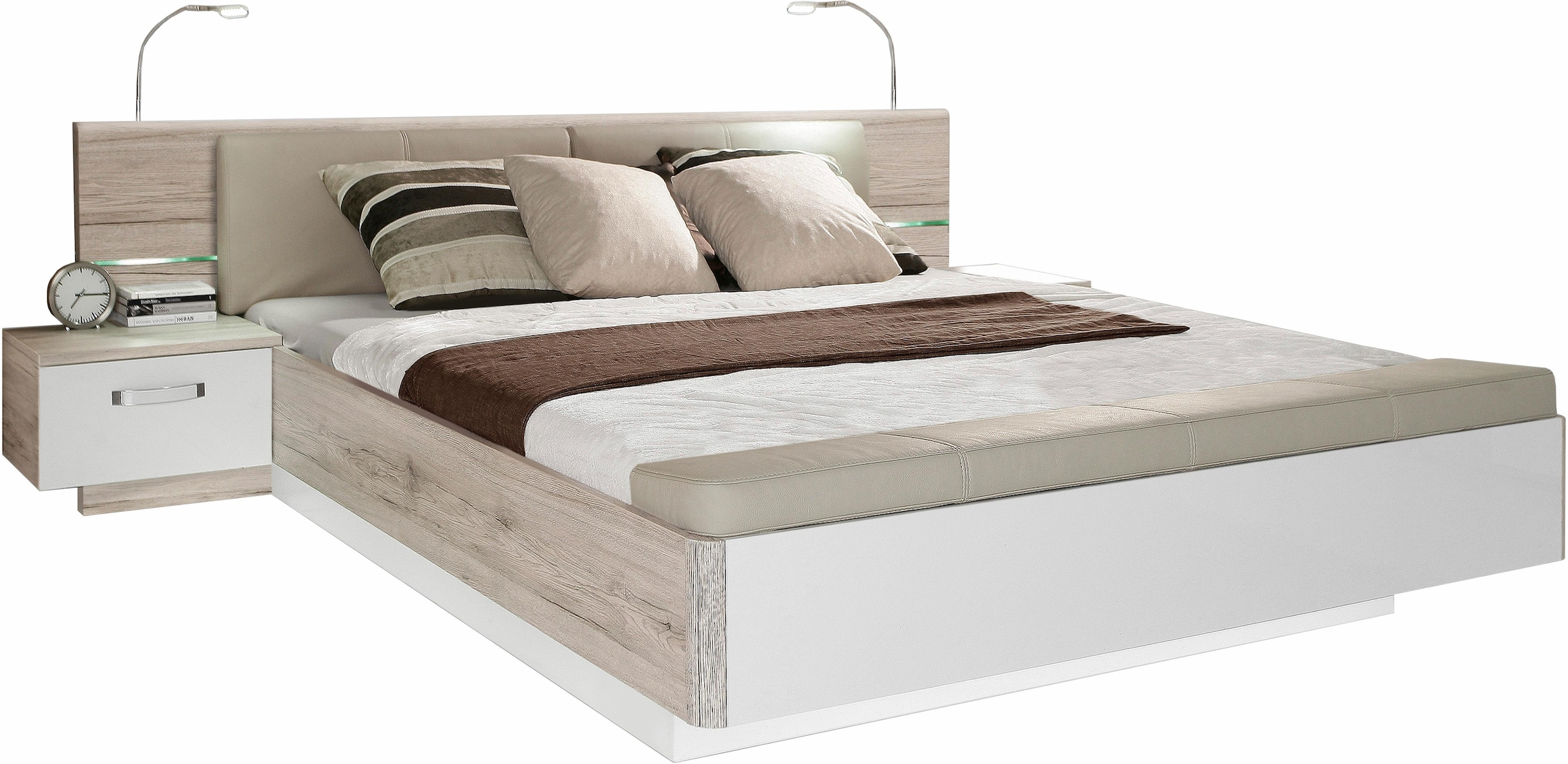 »Rondino«, Bettbank online wahlweise bei mit oder LED-Beleuchtung, OTTO FORTE Bettanlage ohne und Polsterkopfteil mit