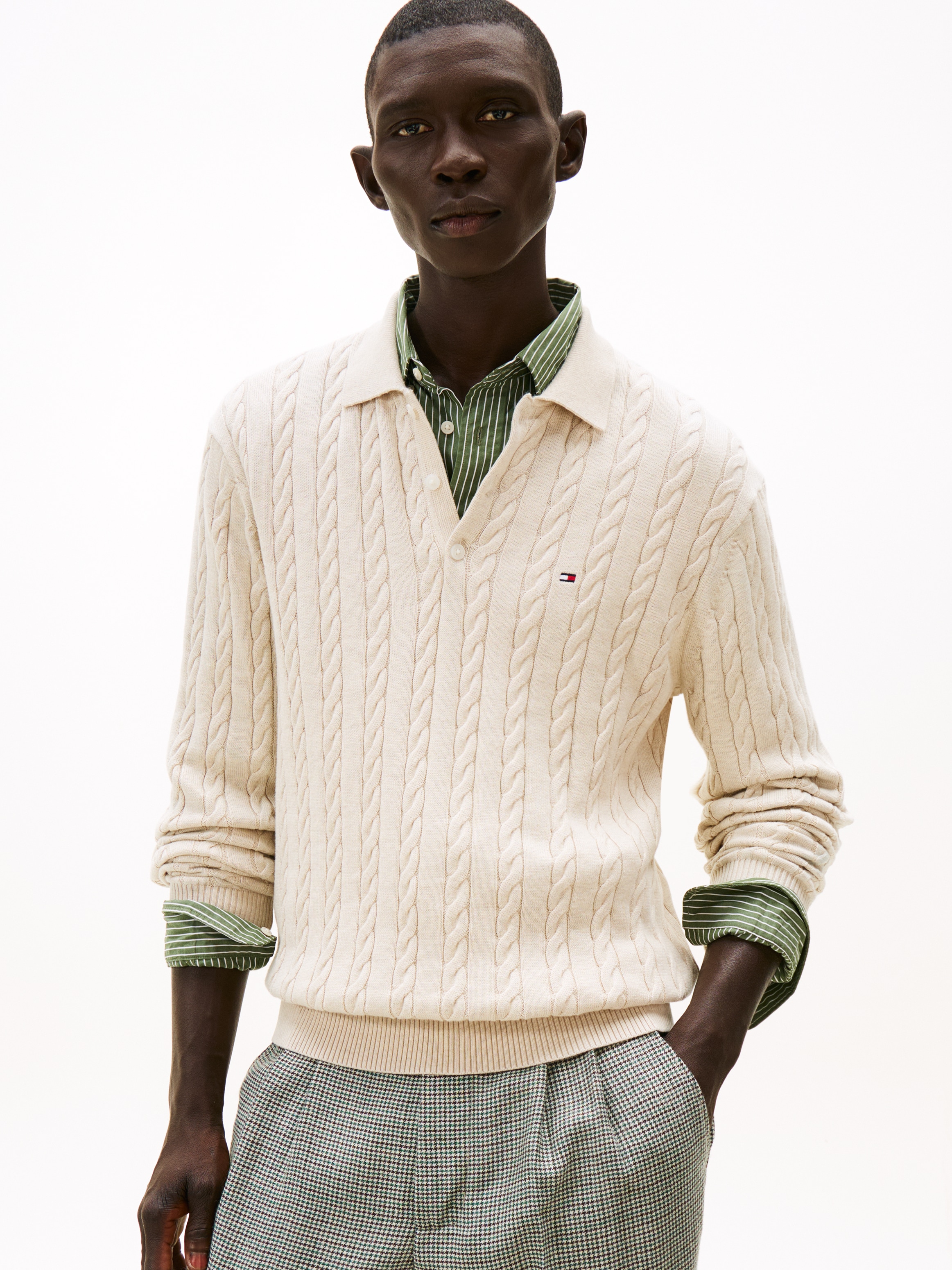 Tommy Hilfiger Polokragenpullover »CLASSIC COTTON CABLE« mit Zopfmuster, regular fit
