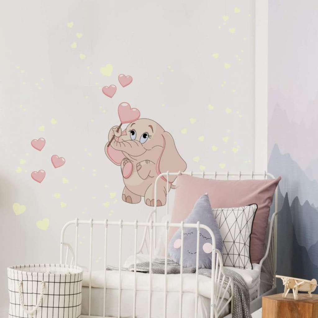 Wall-Art Wandtattoo »Elefantenbaby Leuchtsticker«, (1 St.)