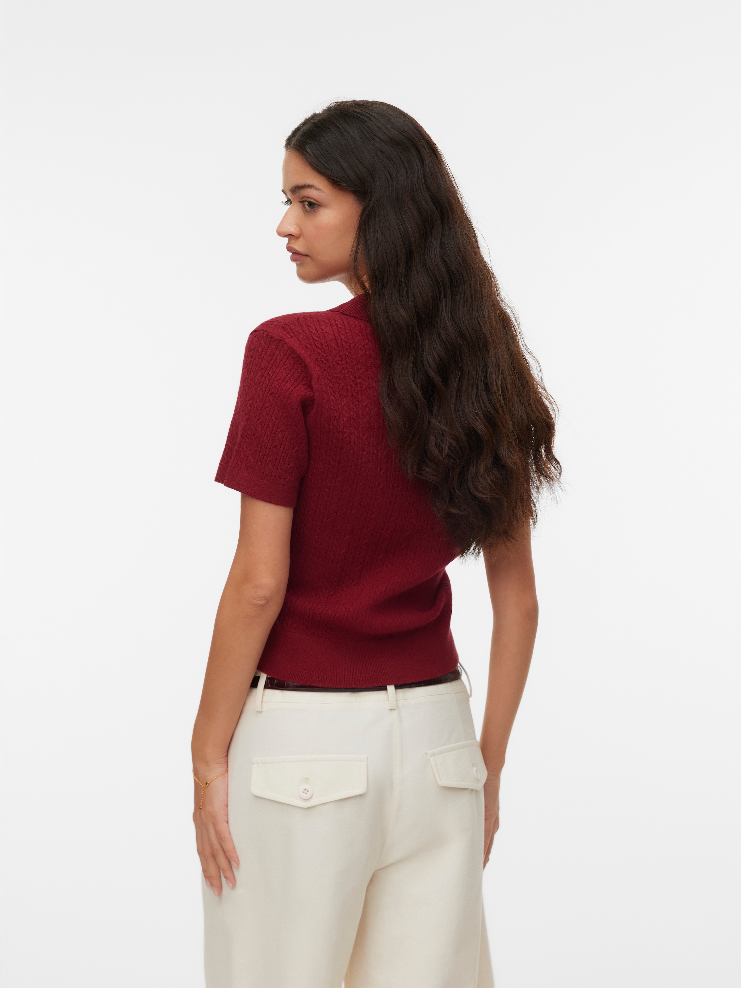Vero Moda Polokragenpullover »VMGOLD CABLE SS POLONECK PULLOVER« Viskosemischung, regular fit
