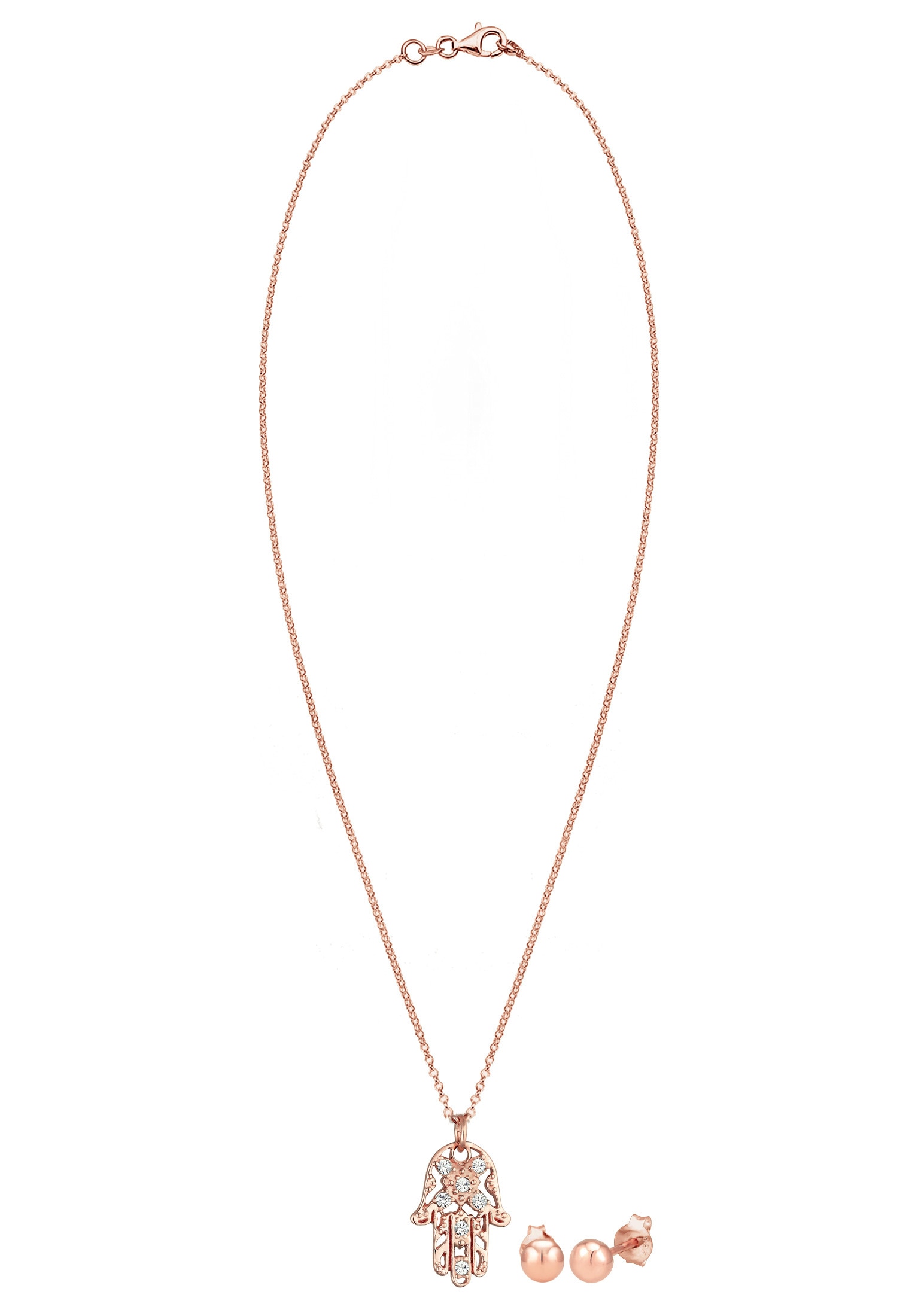 Elli Ohrring und Ketten Set »Schmuckset Hand der Fatima Kugel Set 925 Silber, mit Kristallen von Swarovski®«