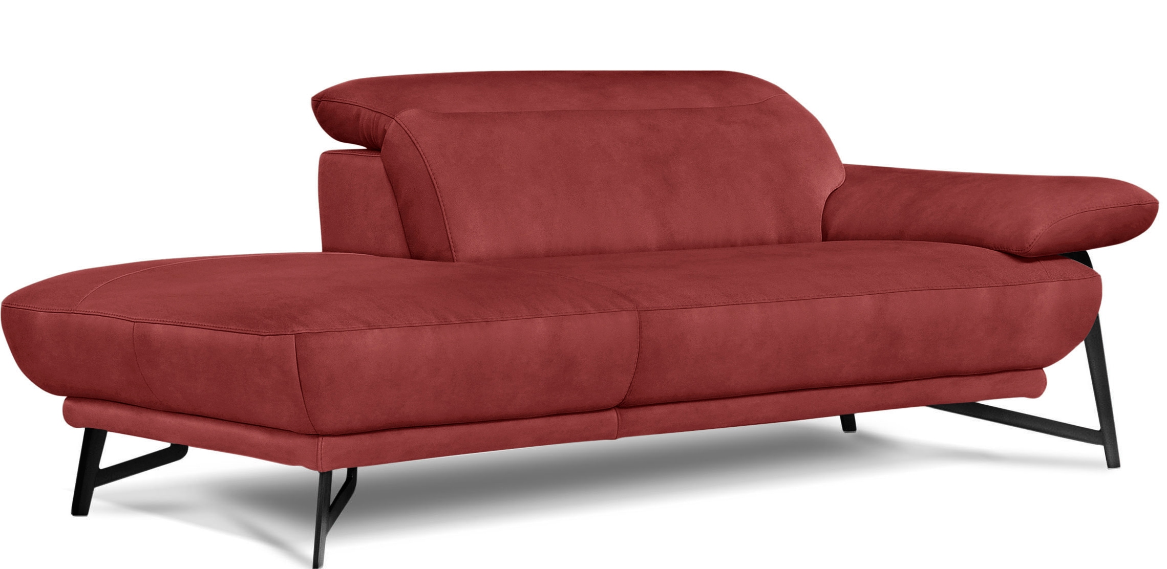 Egoitaliano Ottomane »Anais, erstklassiges Designsofa, Breite 179 cm, Fußfarbe schattengrau« Kopfteil verstellbar, Luxus-Microfaser Lederoptik, marsala