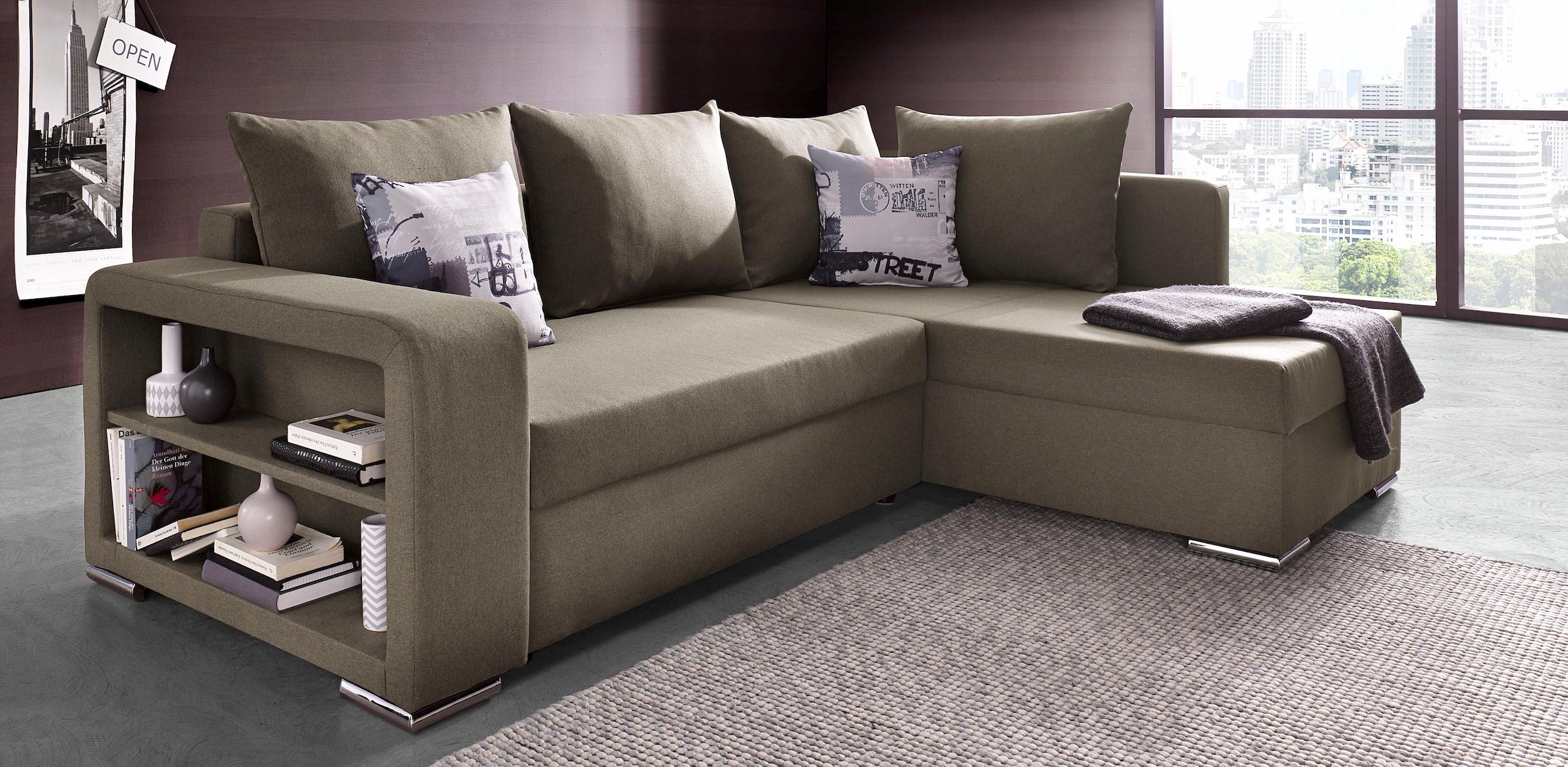 AB und Regalarmteil Bettfunktion, mit Ecksofa online Bettkasten »John«, COLLECTION kaufen