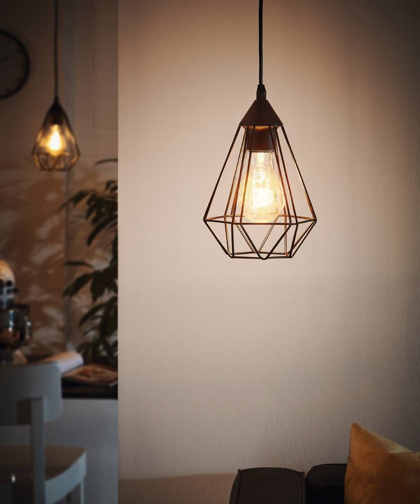 EGLO Pendelleuchte »TARBES Hängeleuchte, Pendellampe, Vintage, Retro, Stahl, schwarz E27«, 1 flammig, Leuchtmittel E27 | ohne Leuchtmittel, Wohnzimmerlampe, Esstischlampe, Drahtgeflecht, 1 flammig, 110x17,5cm