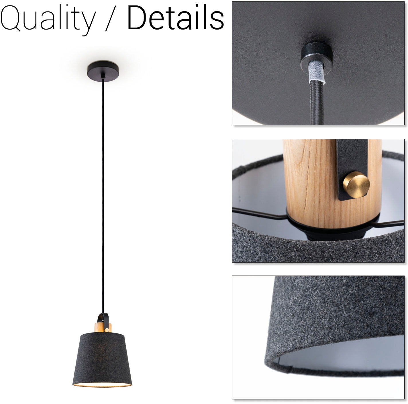 Paco Home Pendelleuchte »MARTA«, Leuchtmittel E27 | ohne Leuchtmittel, Wohnzimmer Stoffschirm Esszimmer E27 Industrial Design Kabel 1,5m