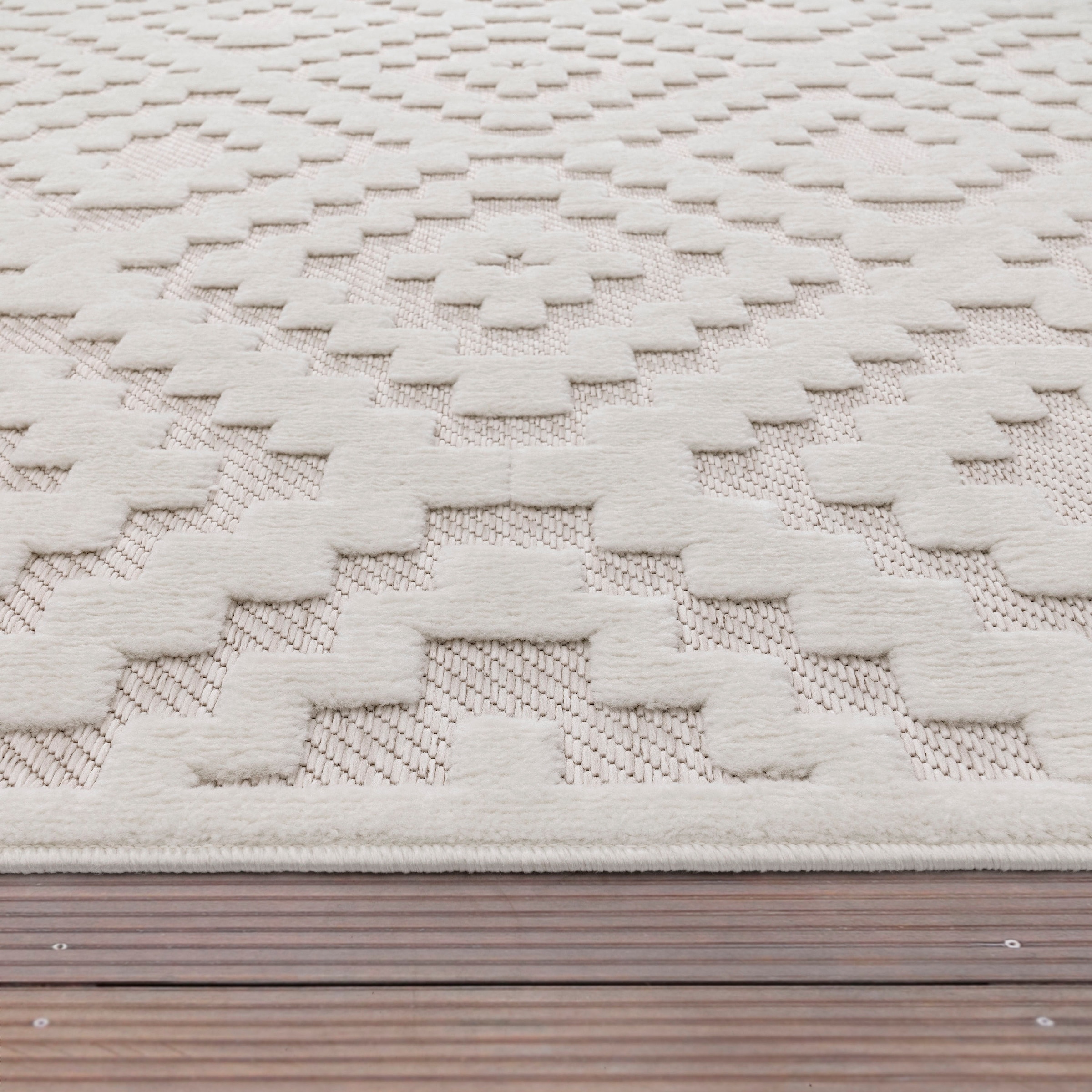 Paco Home Teppich »Livorno Effekt, rechteckig, OTTO Hoch-Tief Uni-Farben, Rauten bei Outdoor geeignet 672«, Muster, Scandi