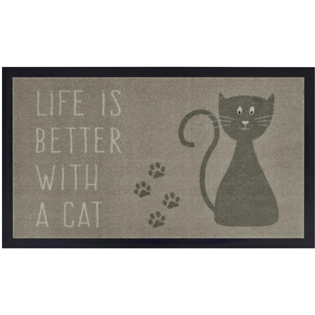 my home Fußmatte »Katze«, rechteckig, Rutschfest, Tiermotiv, Cat, mit Spruch, Robust, Pflegeleicht
