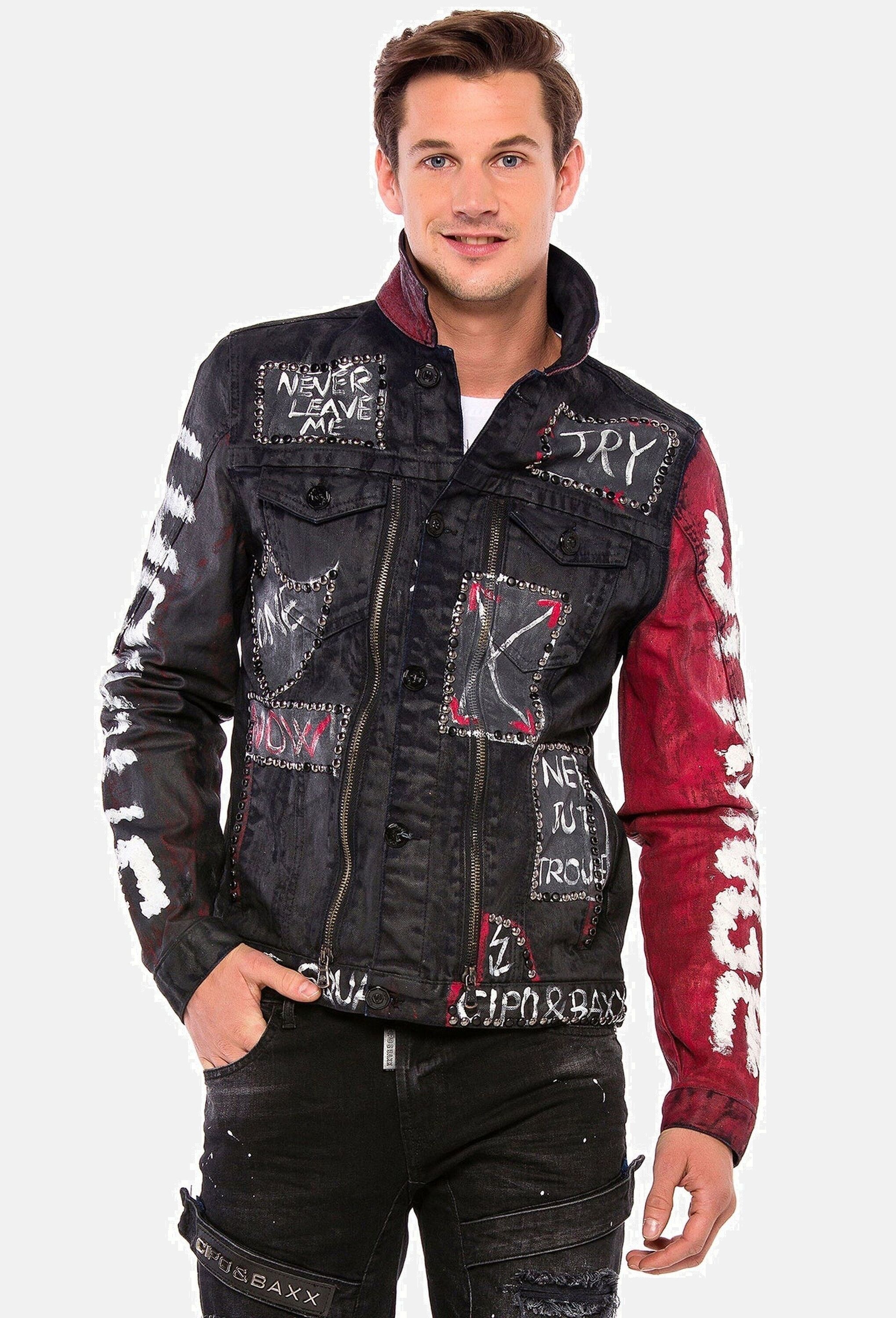 Cipo & Baxx Jeansjacke »Cipo & Baxx Jacke« ohne Kapuze mit Knopfleiste, CJ248