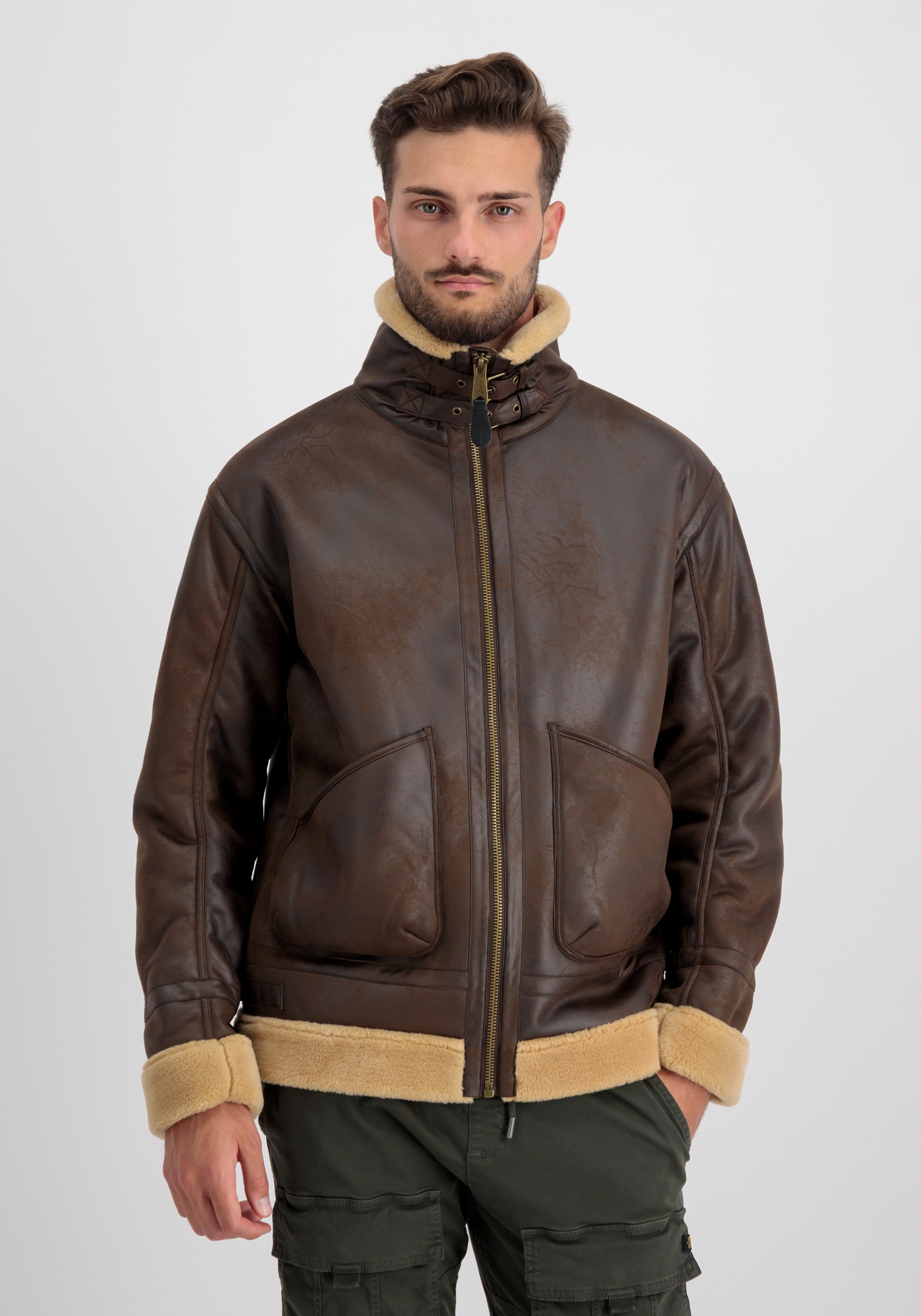 Alpha Industries Lederjacke »Alpha Industries Men - Leather & Vegan Jackets B-3 Arctic«