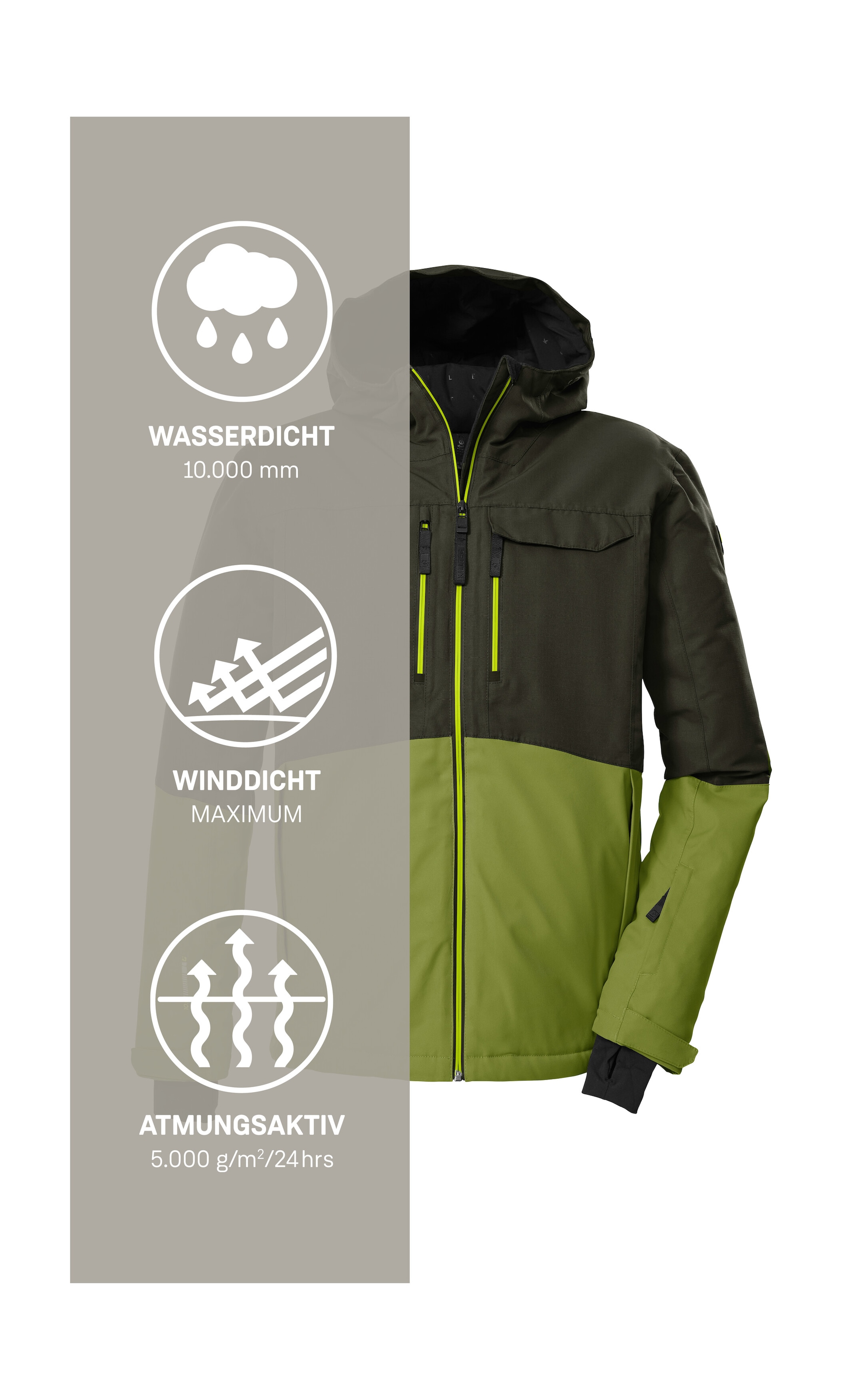 Killtec Skijacke »KSW 53 MN SKI JCKT« Skijacke: wasserdicht, atmungsaktiv, Colourblock, viele Taschen