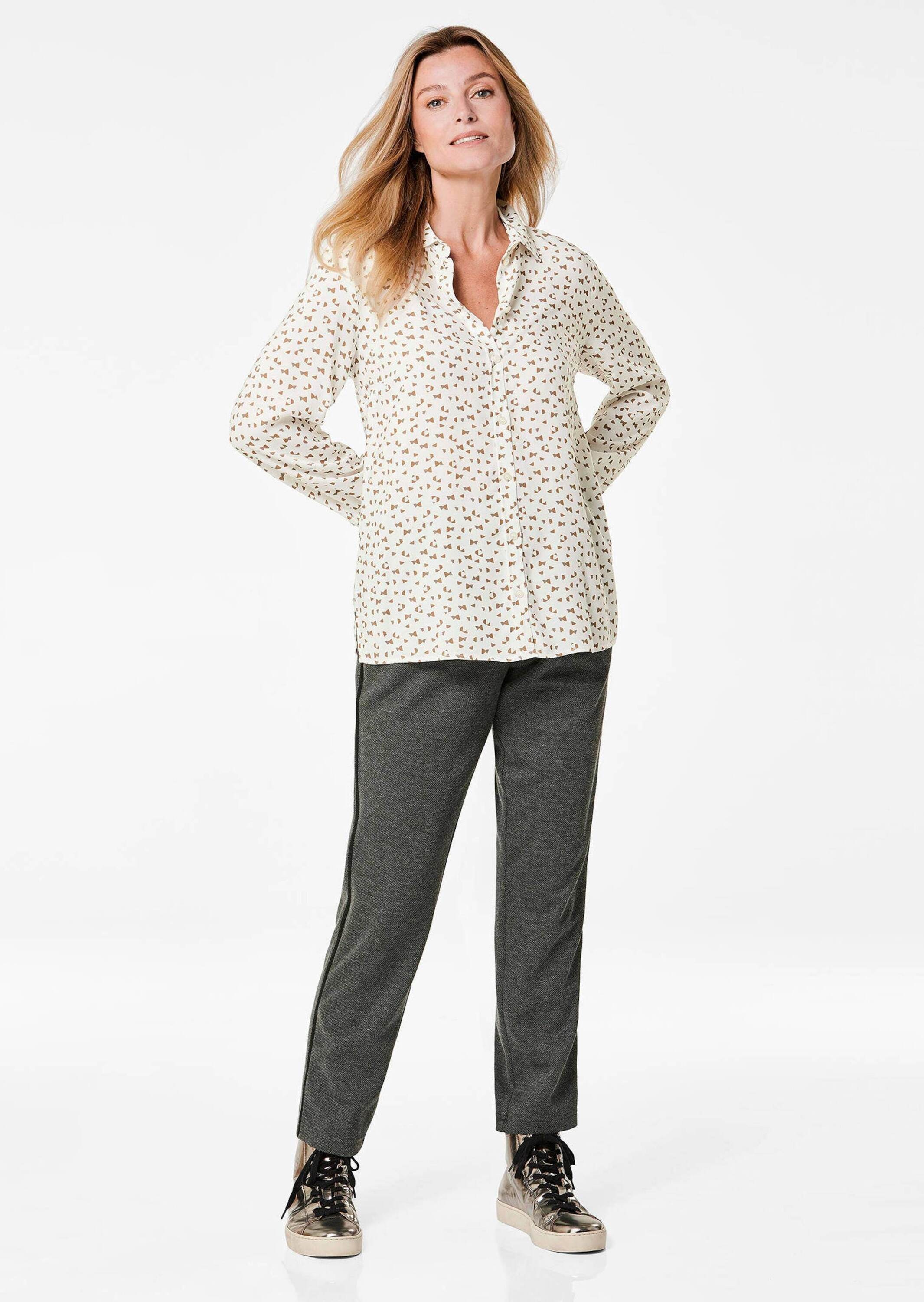 GOLDNER Hemdbluse »Kurzgröße Druckbluse mit Hemdblusenkragen« Ohne