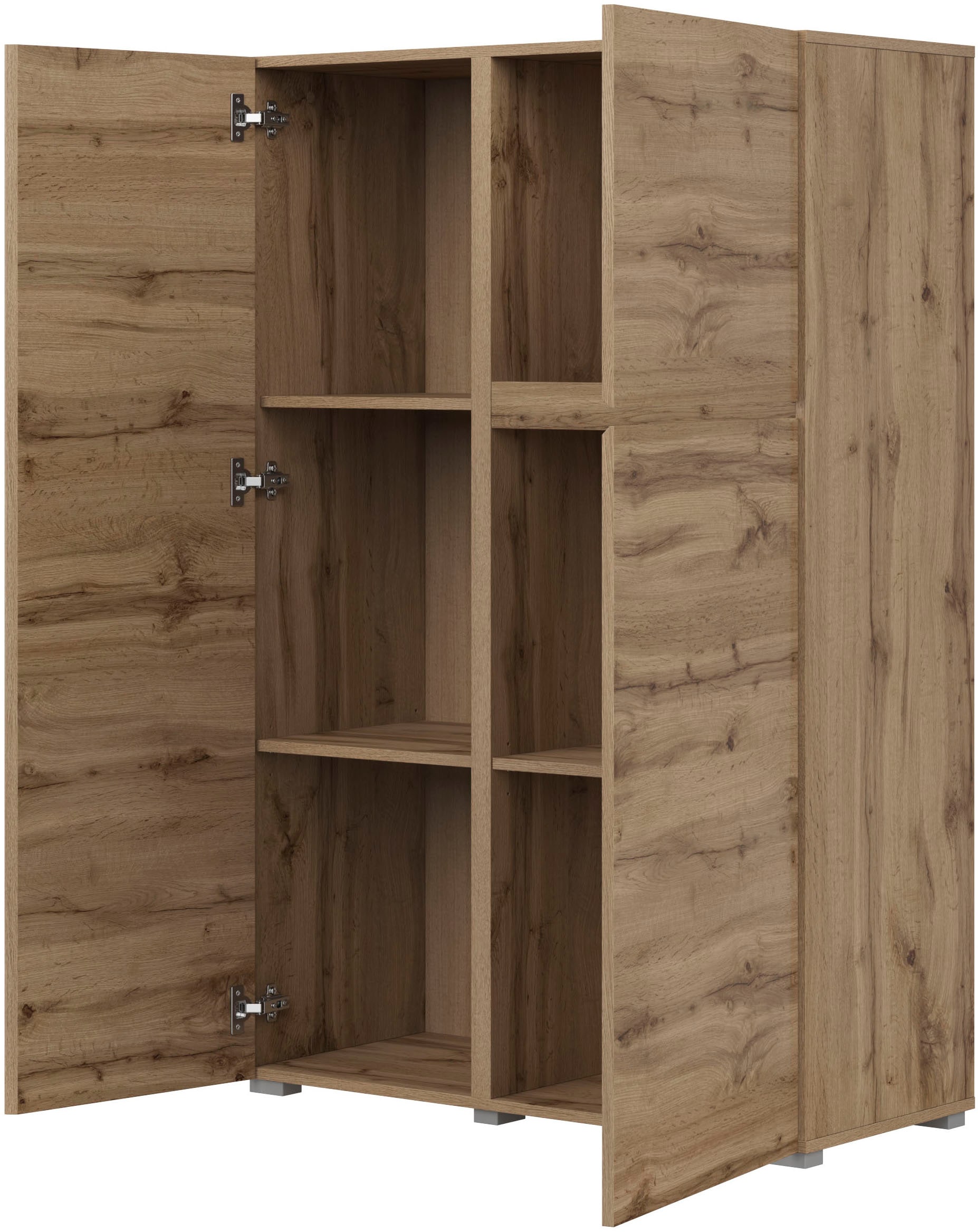 INOSIGN Highboard »Asymetric, Breite 92 cm, moderne grifflose Hochkommode mit 3 Türen«, Hochschrank mit viel Stauraum, Einlegeböden verstellbar, Türkommode
