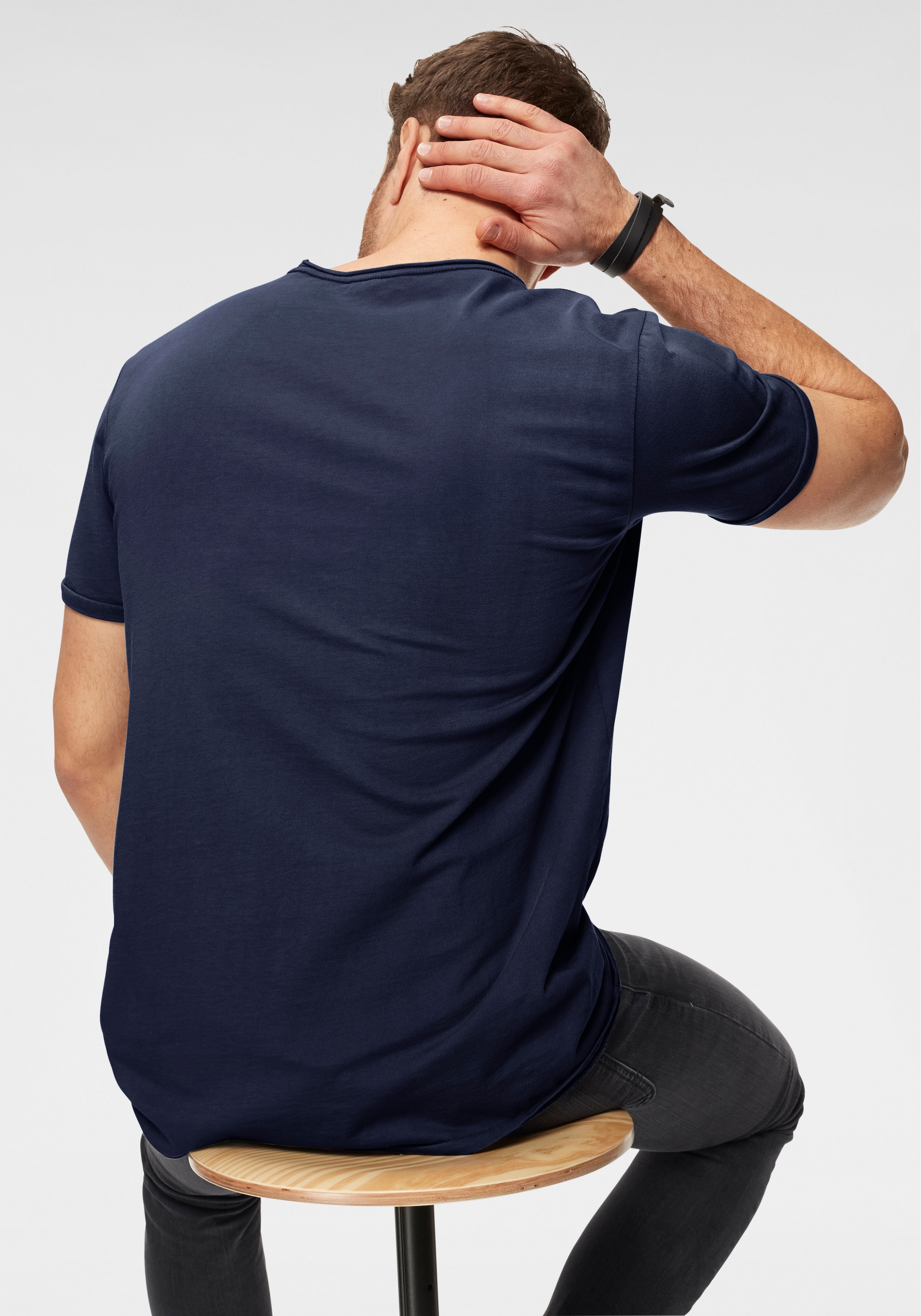 PME LEGEND T-Shirt, eingefasster Rundhalsausschnitt mit Rollkante