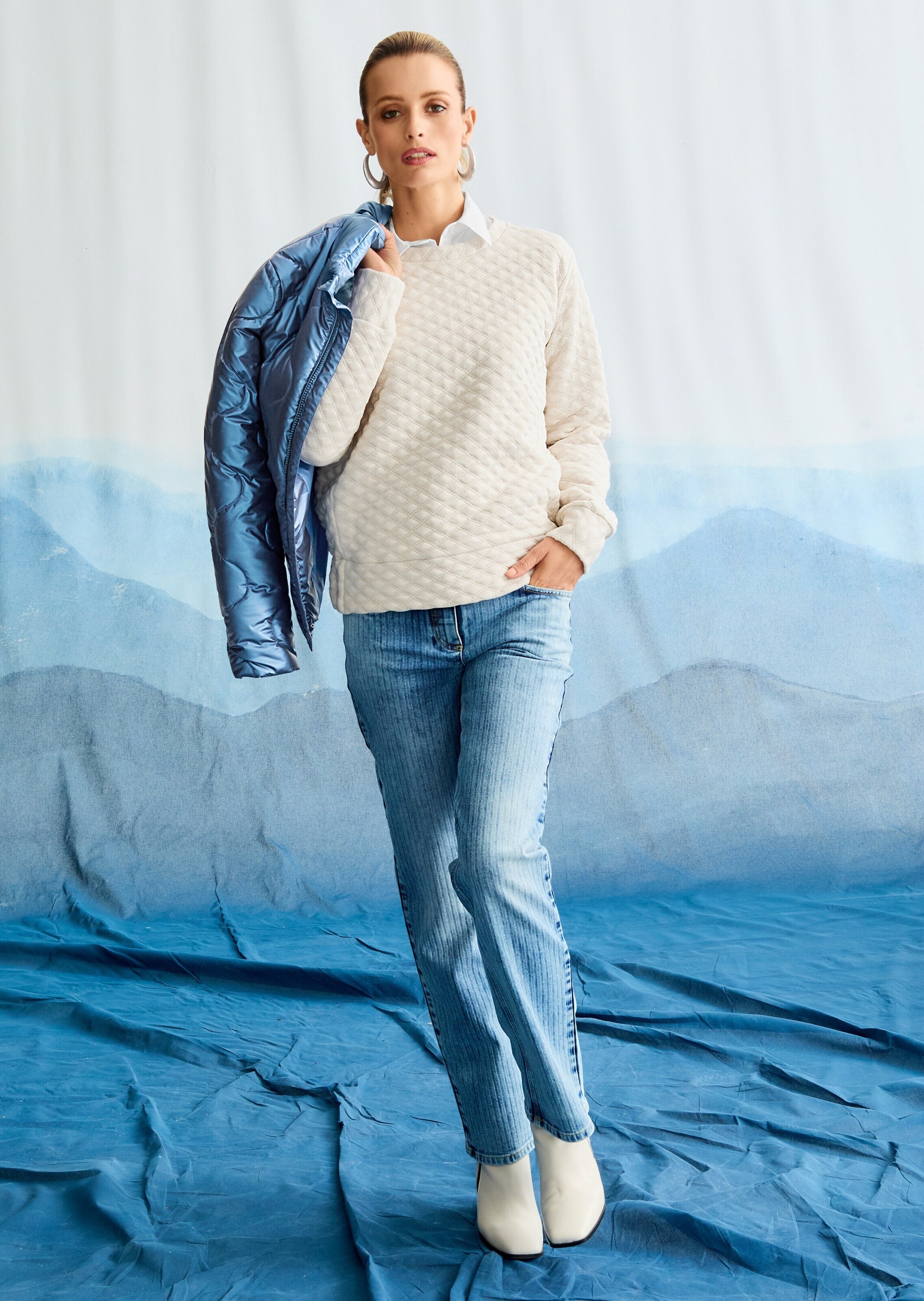 MADELEINE Langarmshirt »Struktursweater Struktursweater mit Rundhalsausschnitt«