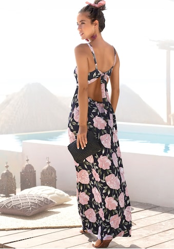 Maxikleid, mit tiefem Rückenausschnitt, Sommerkleid im Alloverprint, Strandkleid