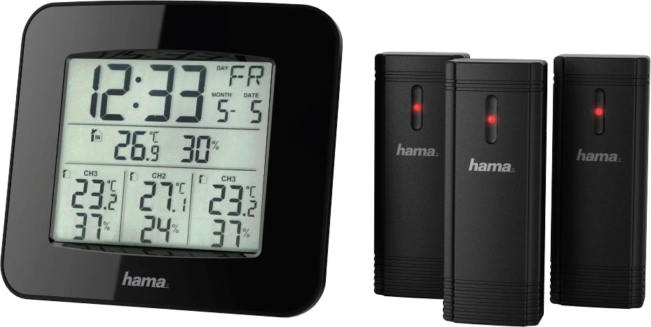 Hama Wetterstation »Wetterstation "EWS-Trio", mit drei Sensoren, Schwarz Mit 3 Sensoren«