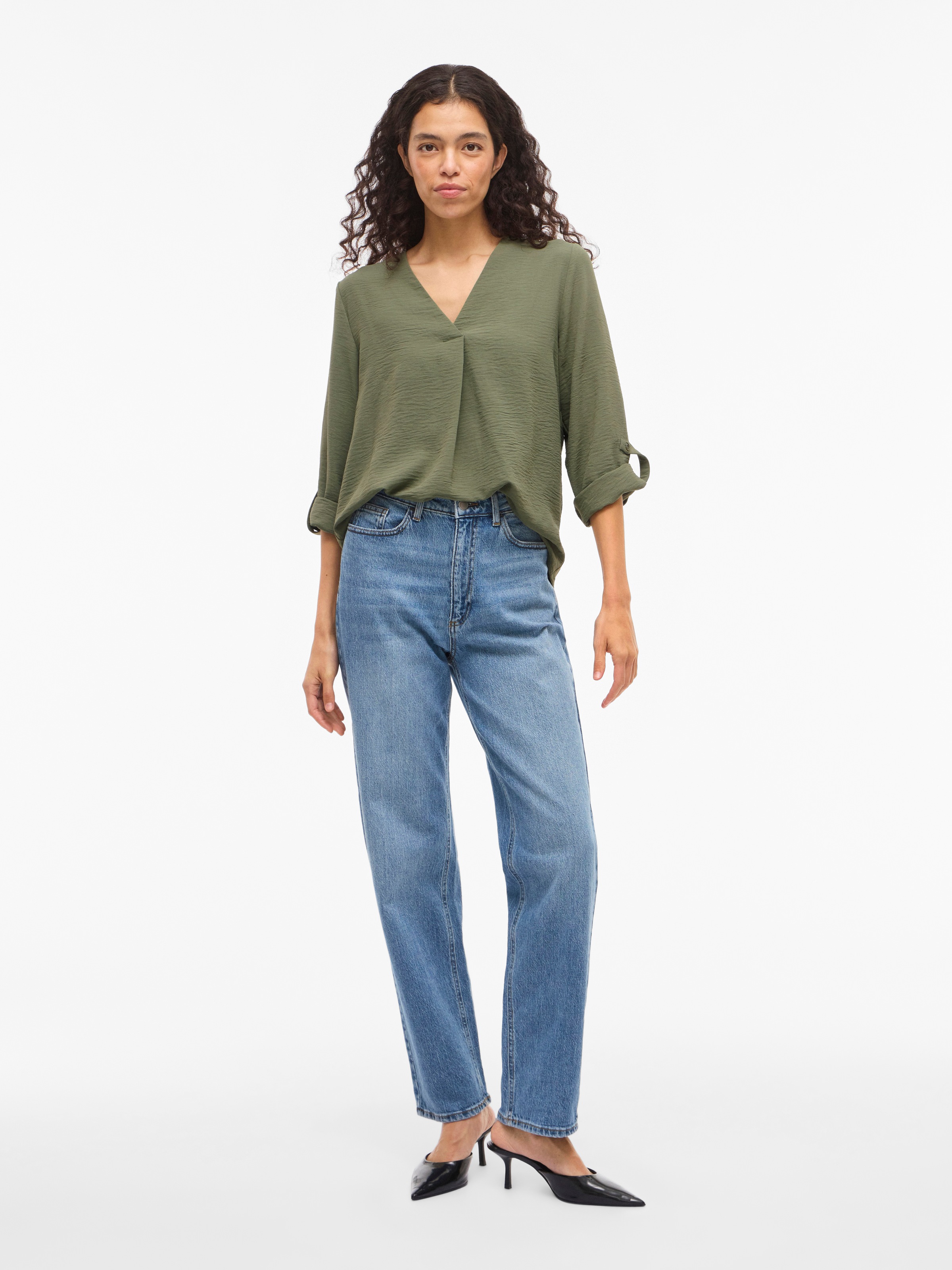 Vila Blusenshirt »VIJOSA 3/4 V-NECK TOP - NOOS«