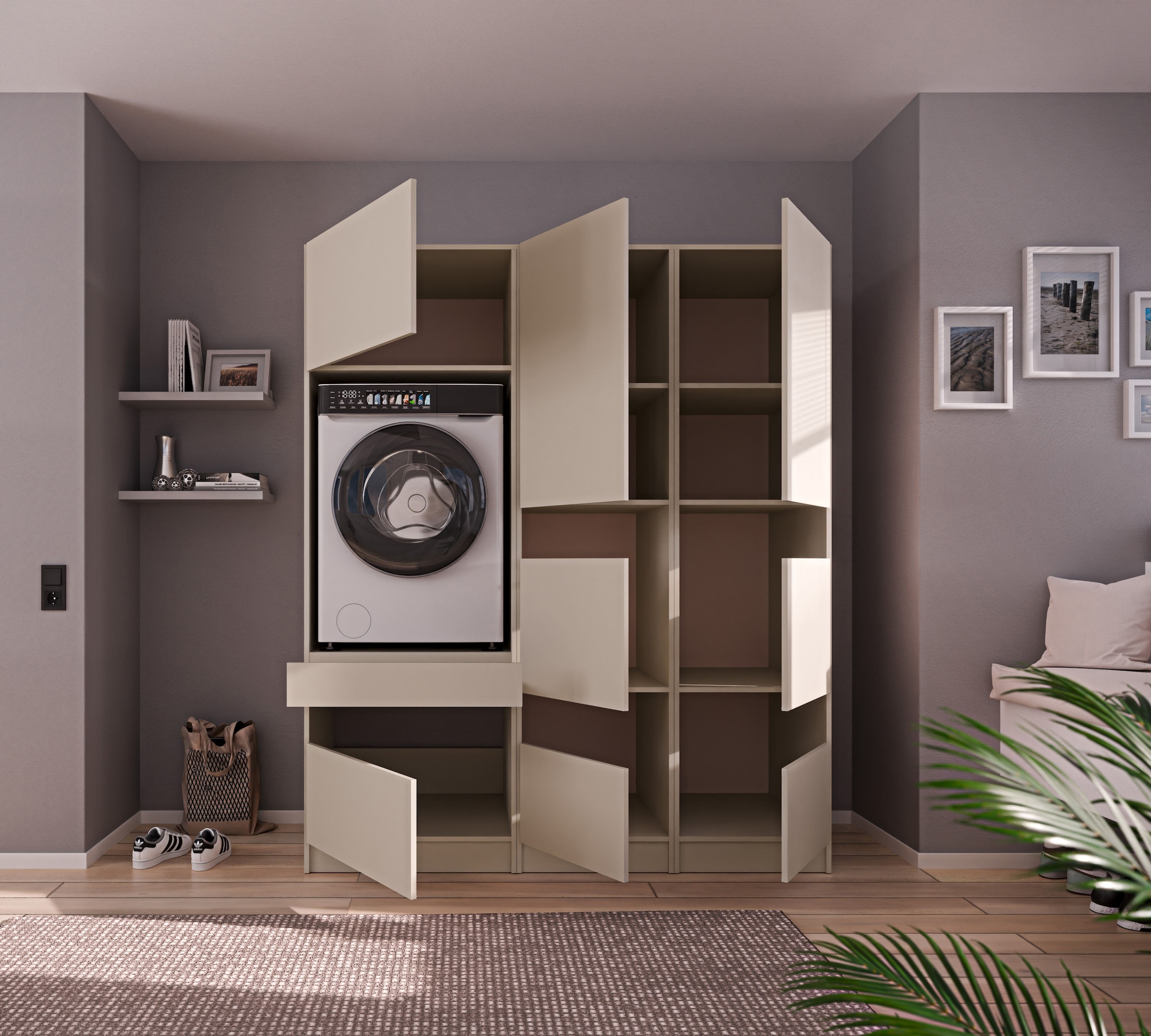 BASIC by Balculina Mehrzweckschrank-Set »Washhome B/T/H 168x68x200 cm« 3 Stk. tlg.