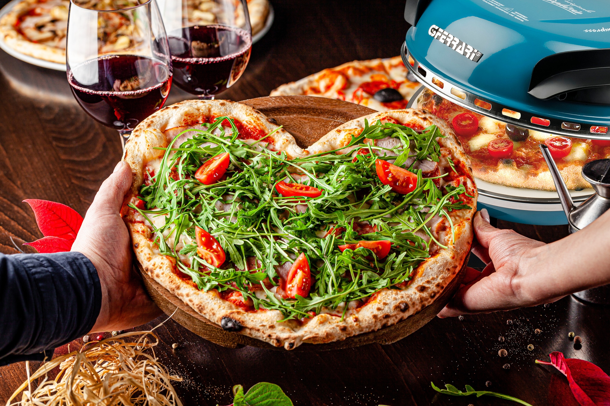 G3Ferrari Pizzaofen »G3Ferrari Delizia G1000604 blau«, bis 400 °C mit feuerfestem Naturstein / Pizza und Fladen uvm. in 3 Min