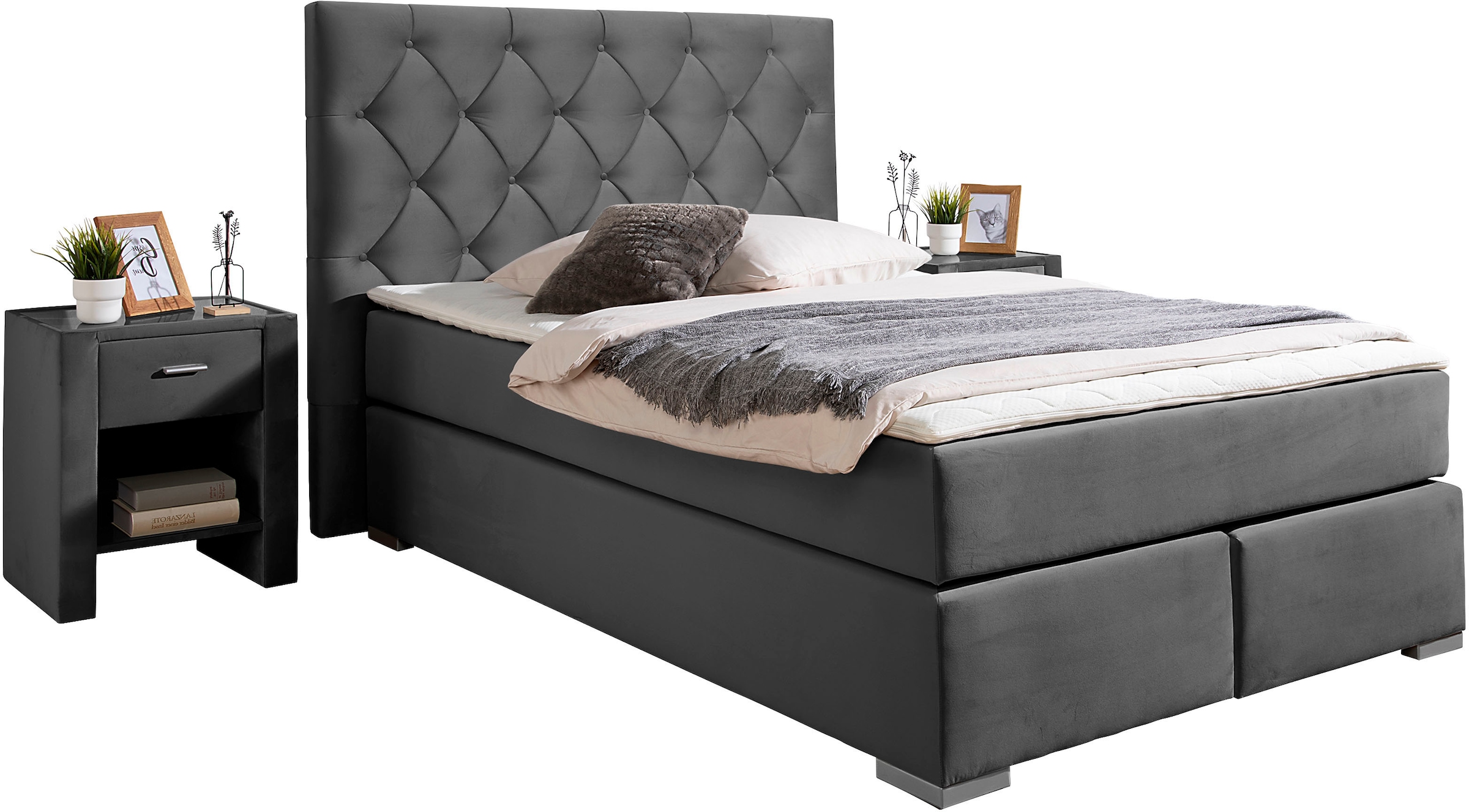 Home affaire Boxspringbett »Chalon, in verschiedenen Breiten« inkl. Topper, wahlweise in H2, H3 oder H4 erhältlich