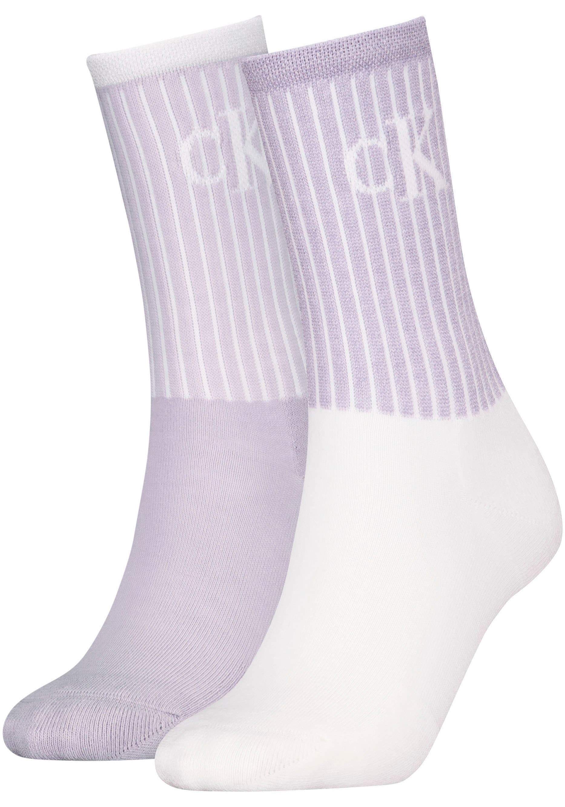 Socken »CKJ WOMEN SOCK 2P GLOSSY RIB«, (2 Paar), mit Logostickerei