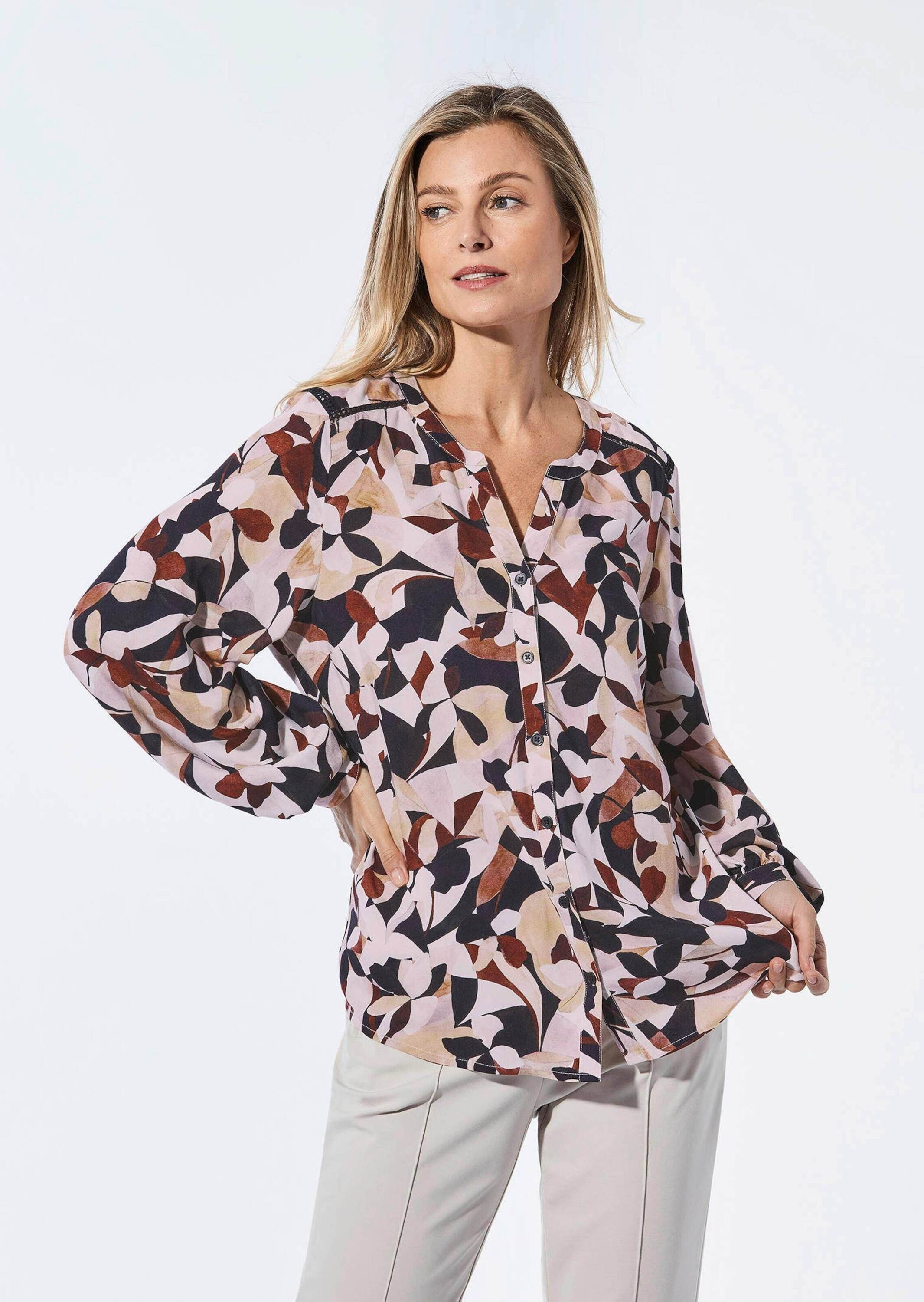 GOLDNER Kurzarmbluse »Bluse Bluse mit Tunika Ausschnitt«