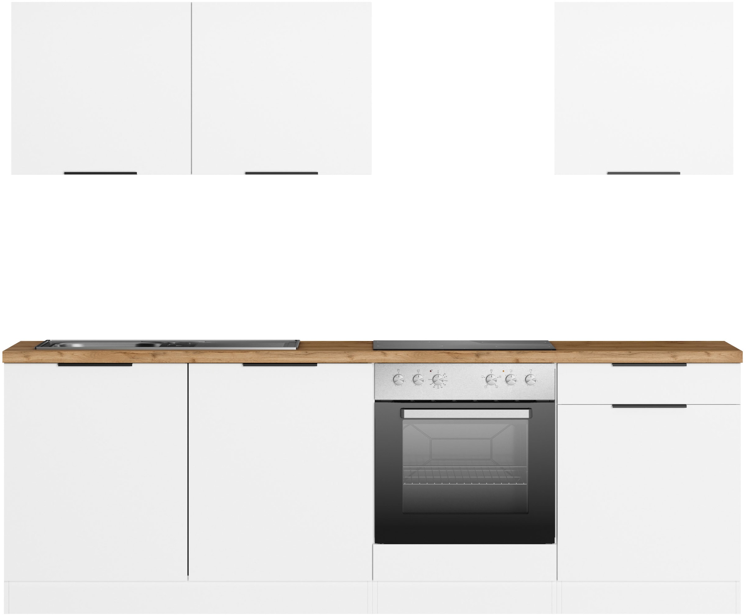 KOCHSTATION Küchenzeile »KS-Lagos2, Breite 240 cm« wahlweise mit E-Geräten, mit 38mm starker Arbeitsplatte