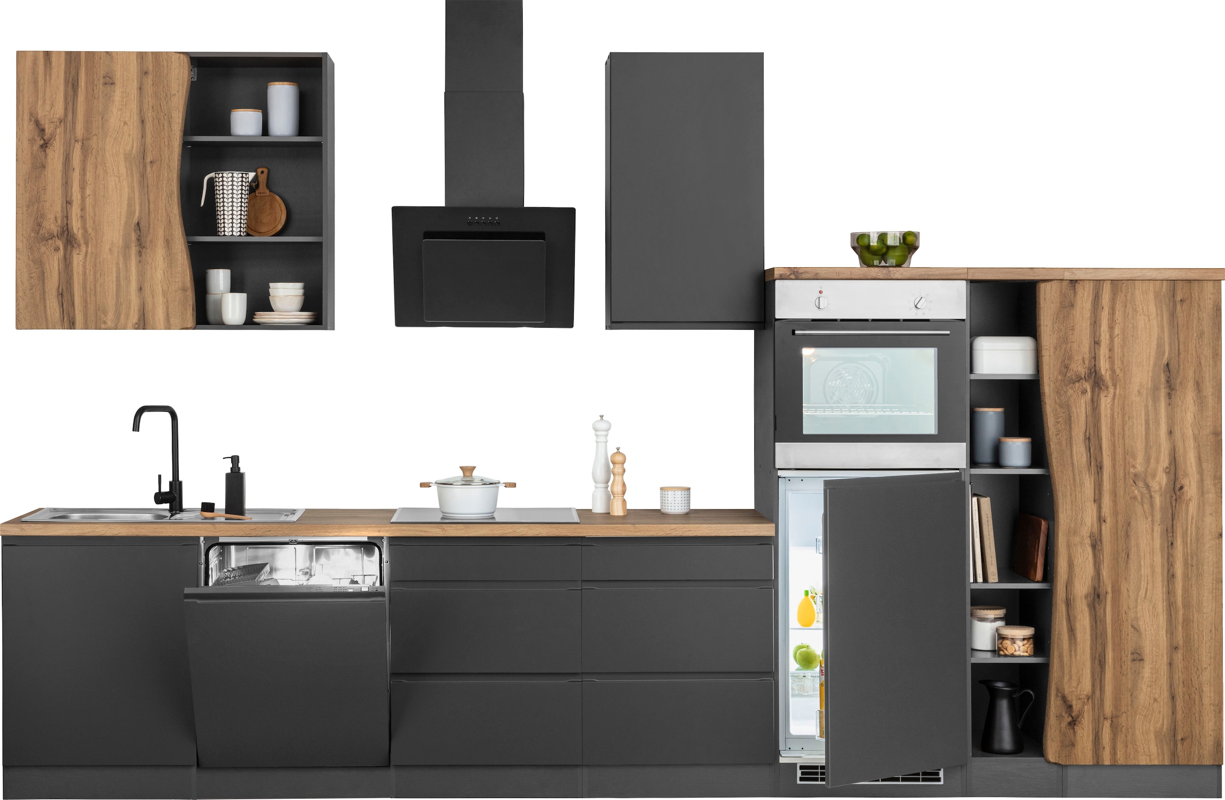 MDF- Küche OTTO ohne breit, E-Geräte, 380cm bei Fronten HELD hochwertige »Bruneck«, MÖBEL
