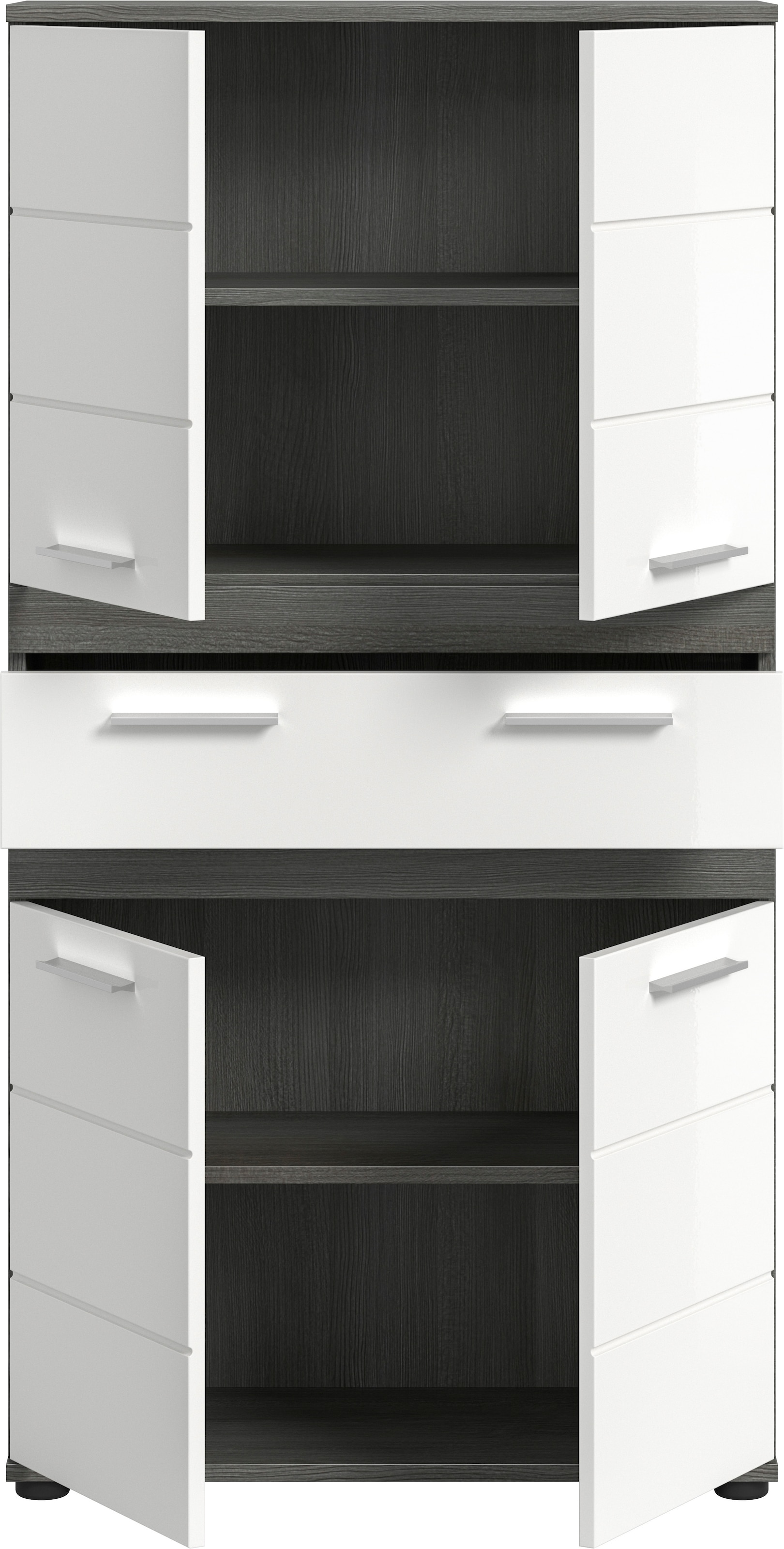 welltime Hochschrank »LUCCA, Höhe 137cm, 4 Türen, 1 Schubkasten, 4 Fächer« Badschrank, Badmöbel, Badezimmer, Universalschrank, Mehrzweckschrank