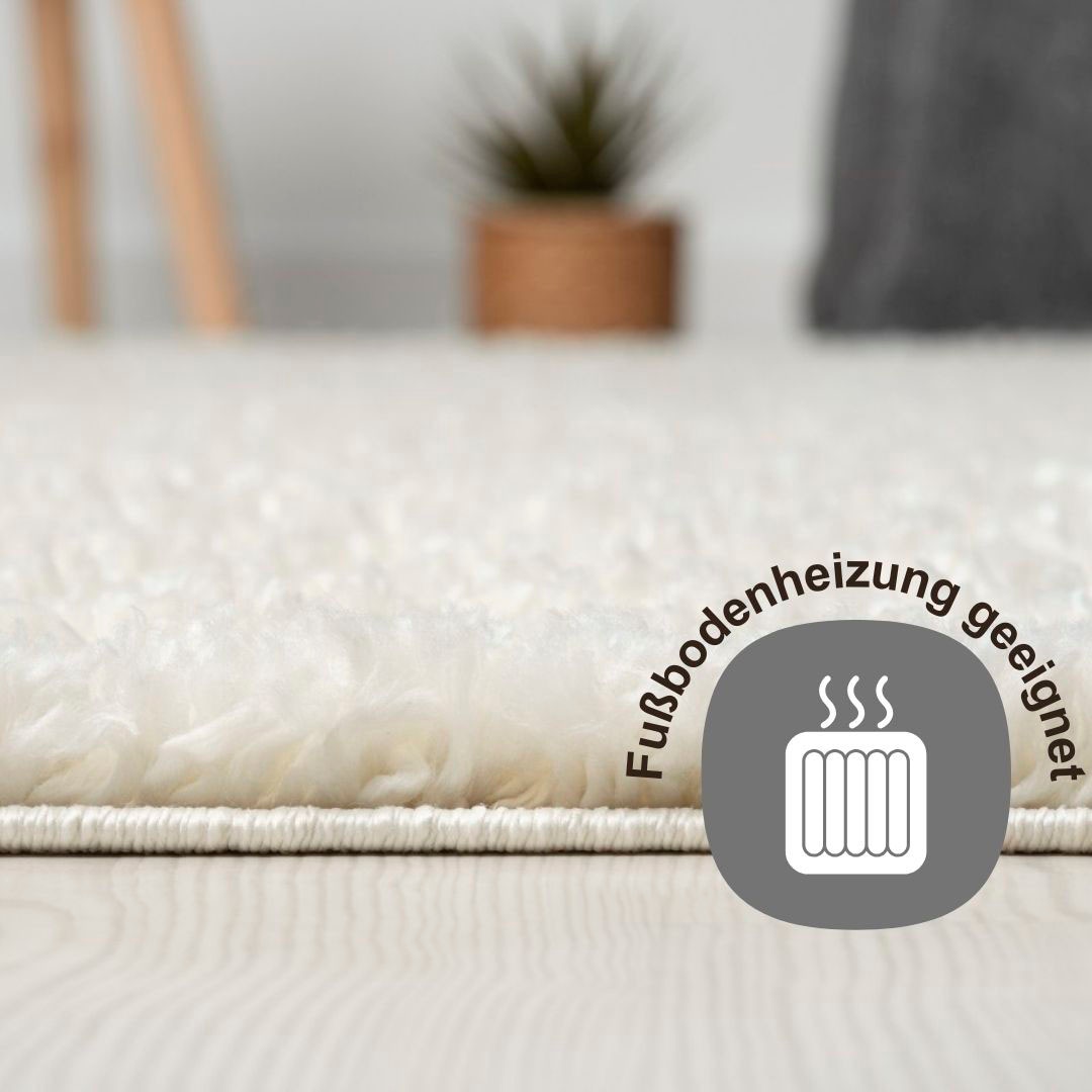 my home Hochflor-Bettumrandung »Banji«, (3 tlg.), Uni Farben, weich und flauschig, auch als Läufer & in rund erhältlich
