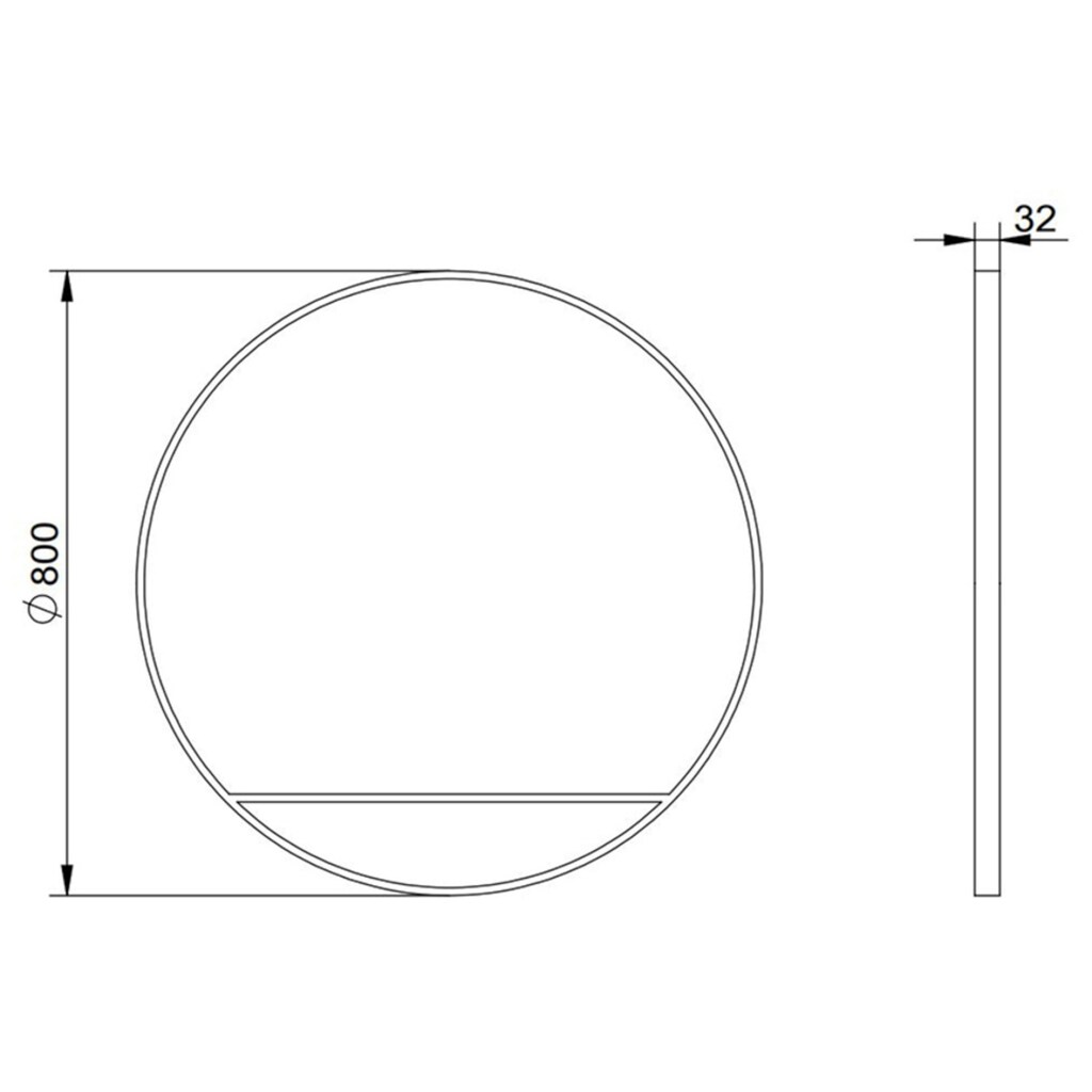 Talos Wandspiegel, dekorativer runder Spiegel mit Aluminiumrahmen, Ø 80 cm