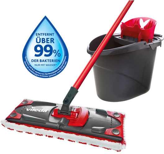 Vileda Bodenwischer-Set »Ultramax 2in1«, (Set, 3 St.), (3-teiliger Stiel, Mikrofaser-Bezug, Ultramax Eimer)