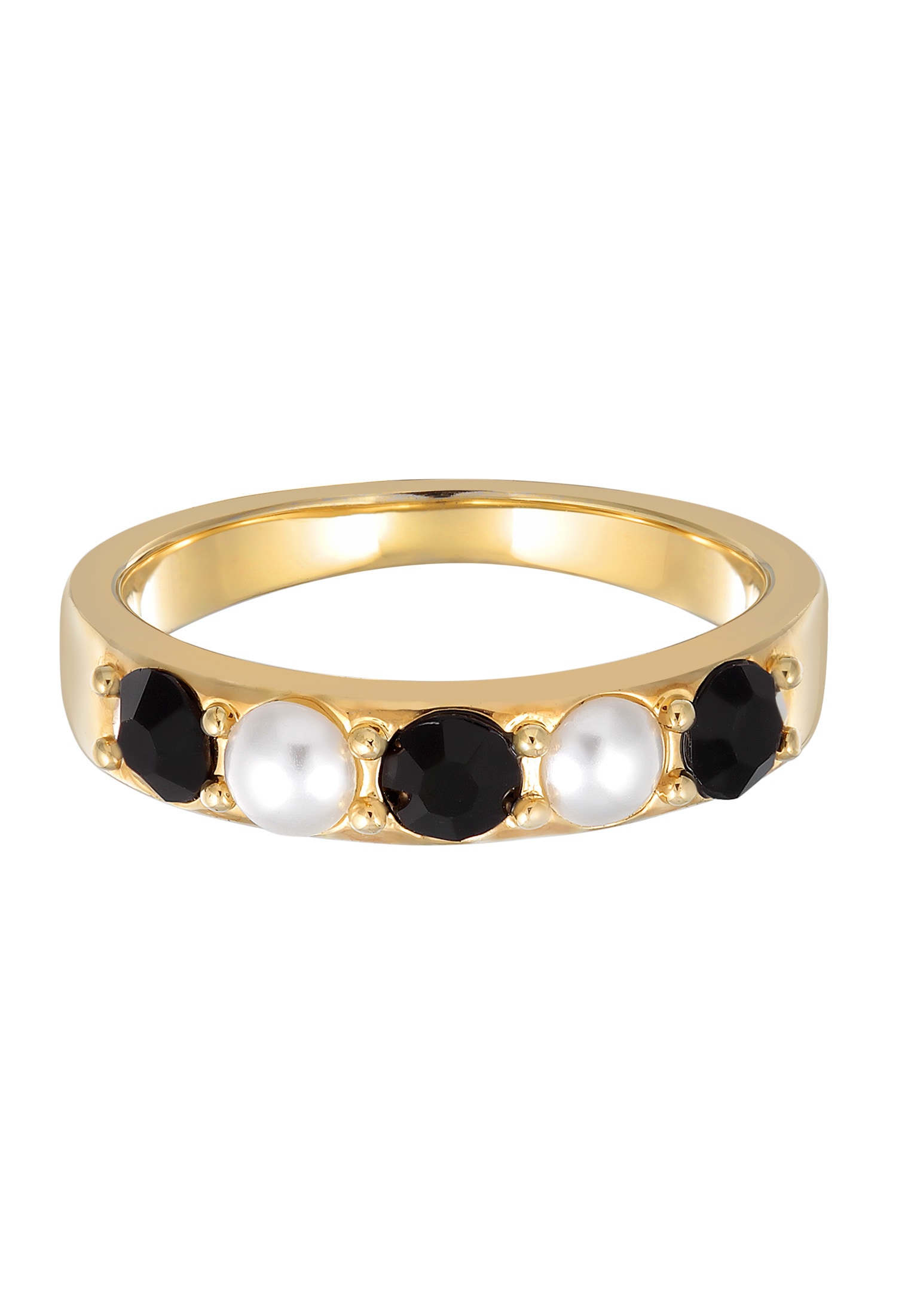 Elli Perlenring »Ring Kristalle Glasperlen Bandring Goldfarben für Damen«