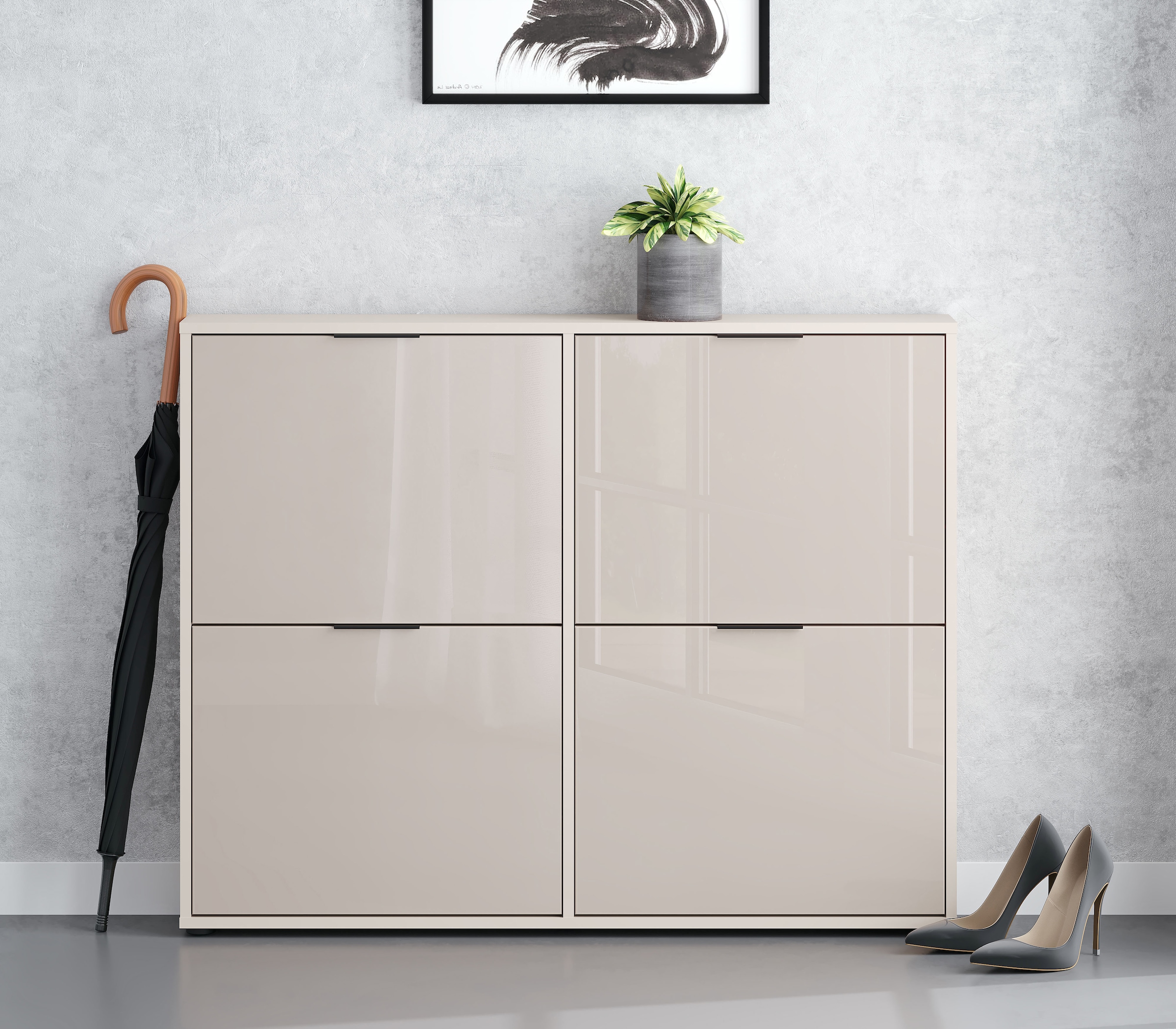 HBZ Schuhkipper »Jana Schuhkipper, Glasfronten, Metallgriffe« 1 Stk. tlg. Breite 118cm, Glasfront, Metallgriffe
