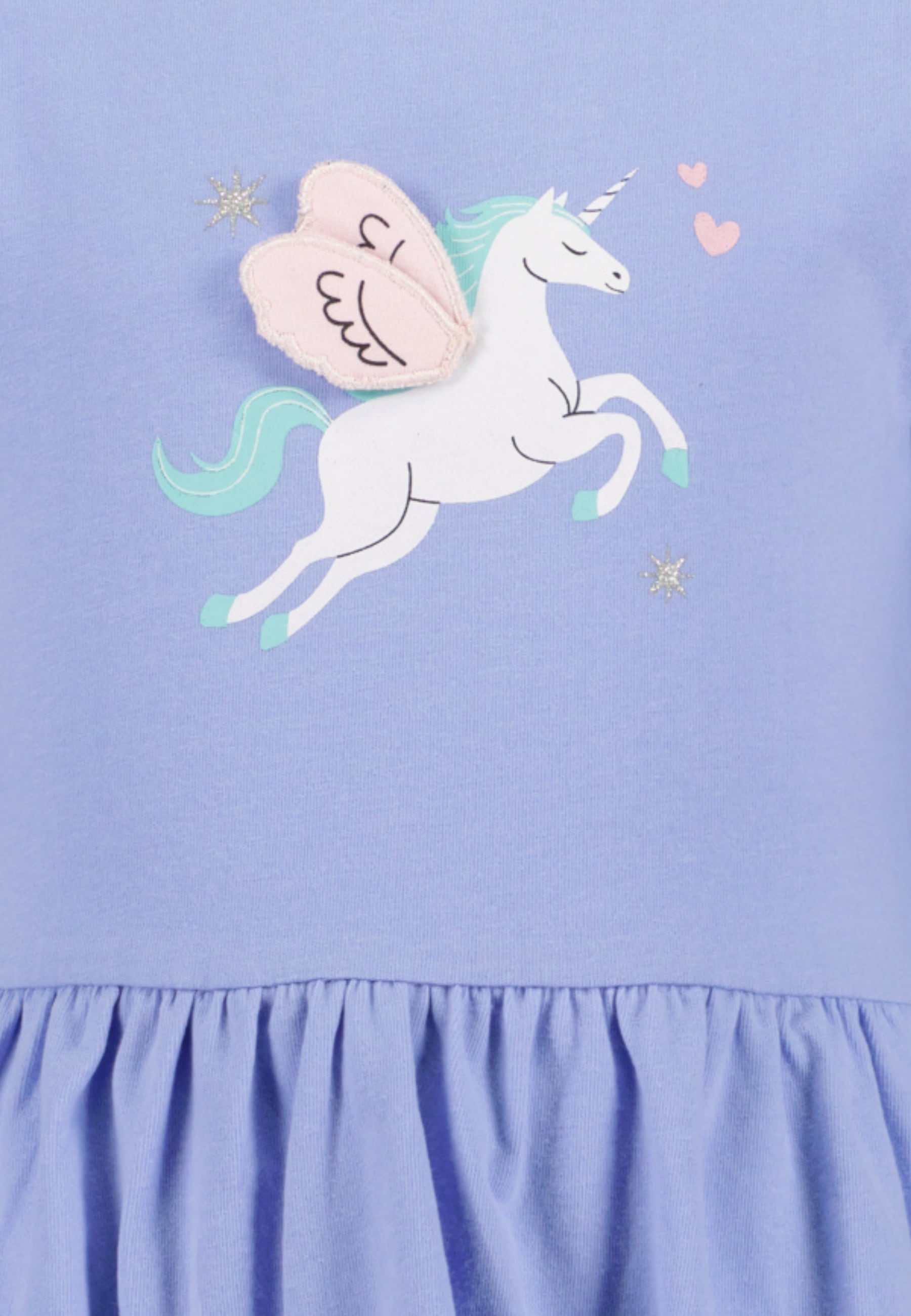 Blue Seven Jerseykleid, mit hochwertigem Einhorn-Frontmotiv und mit Volants