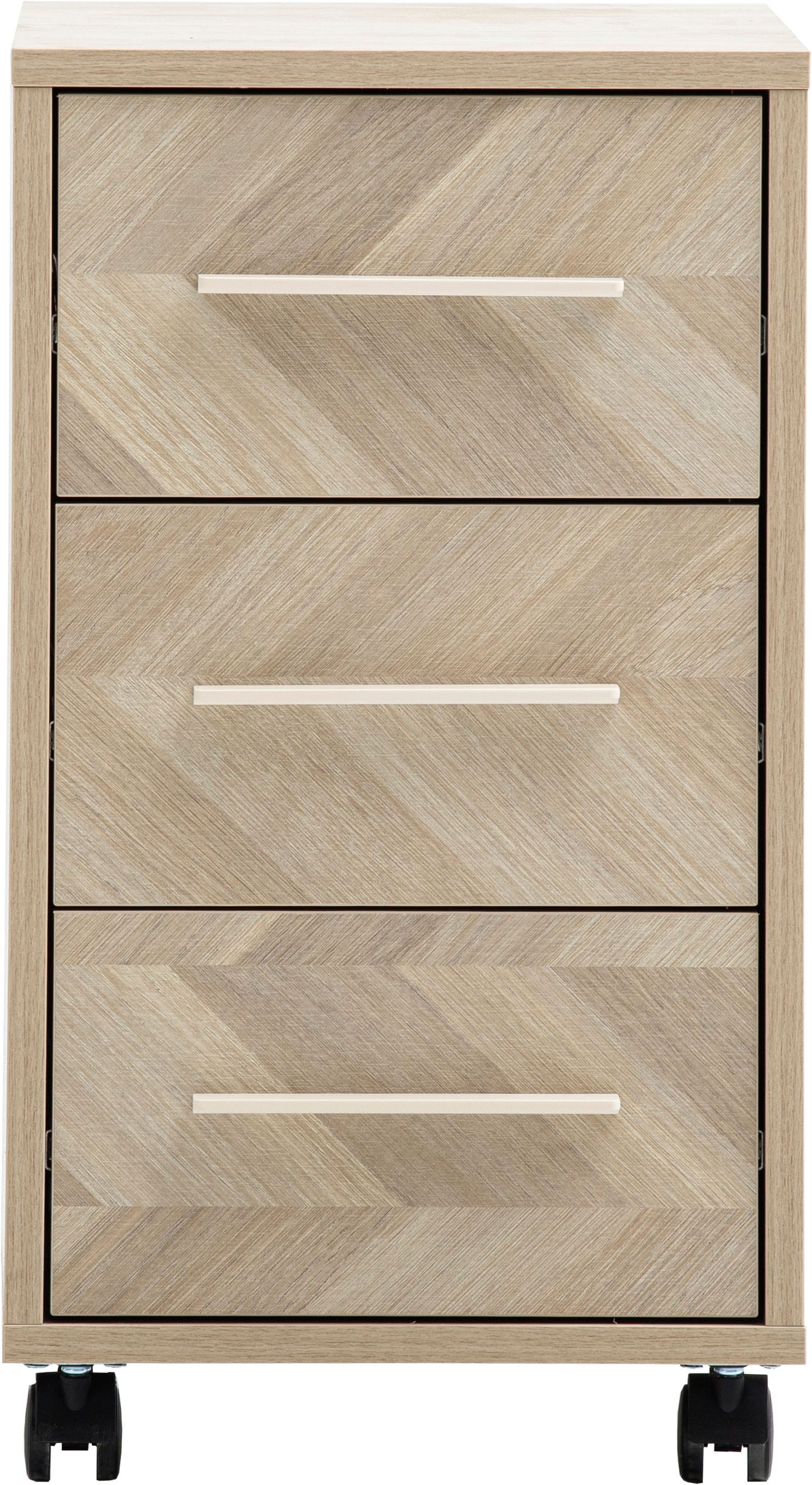 Schildmeyer Rollcontainer »AREZZO, 3 Schubkästen, fühlbare Holzstruktur, MADE IN GERMANY« 1 Stk. tlg. Schubkastenfronten in Fischgräten Dekor, Made in Germany