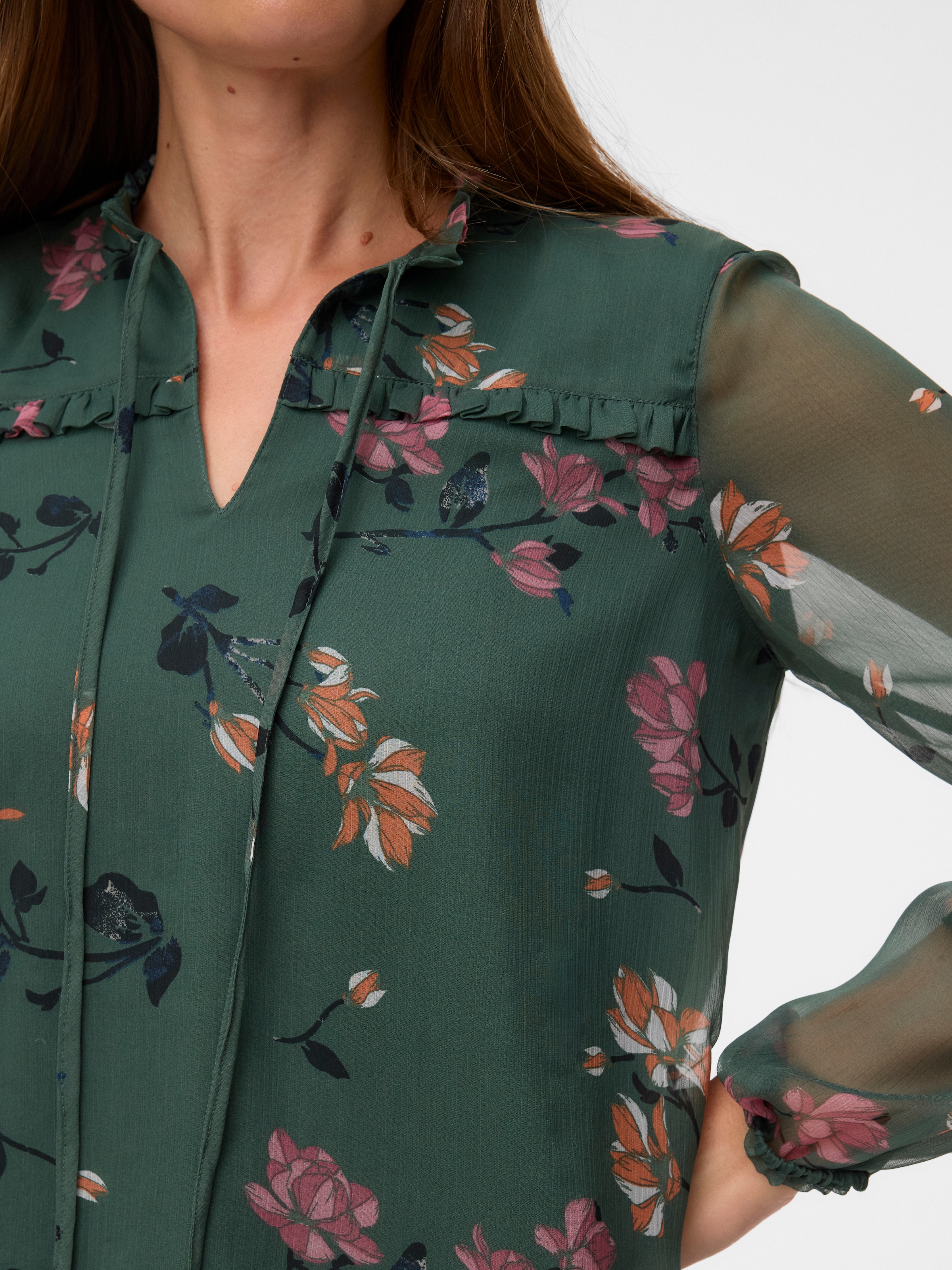Vero Moda Chiffonbluse »VMMILLA LS TOP WVN GA NOOS« Kunstfaser, regular fit