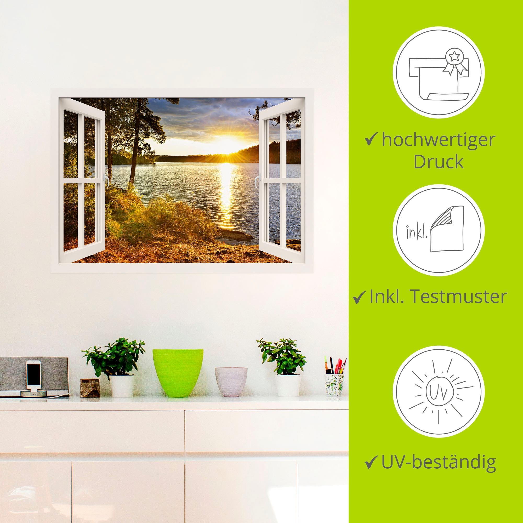 Artland Wandbild »Sonnenuntergang im Algonquin Park«, Fensterblick, (1 St.), als Leinwandbild, Poster, Wandaufkleber in verschied. Größen