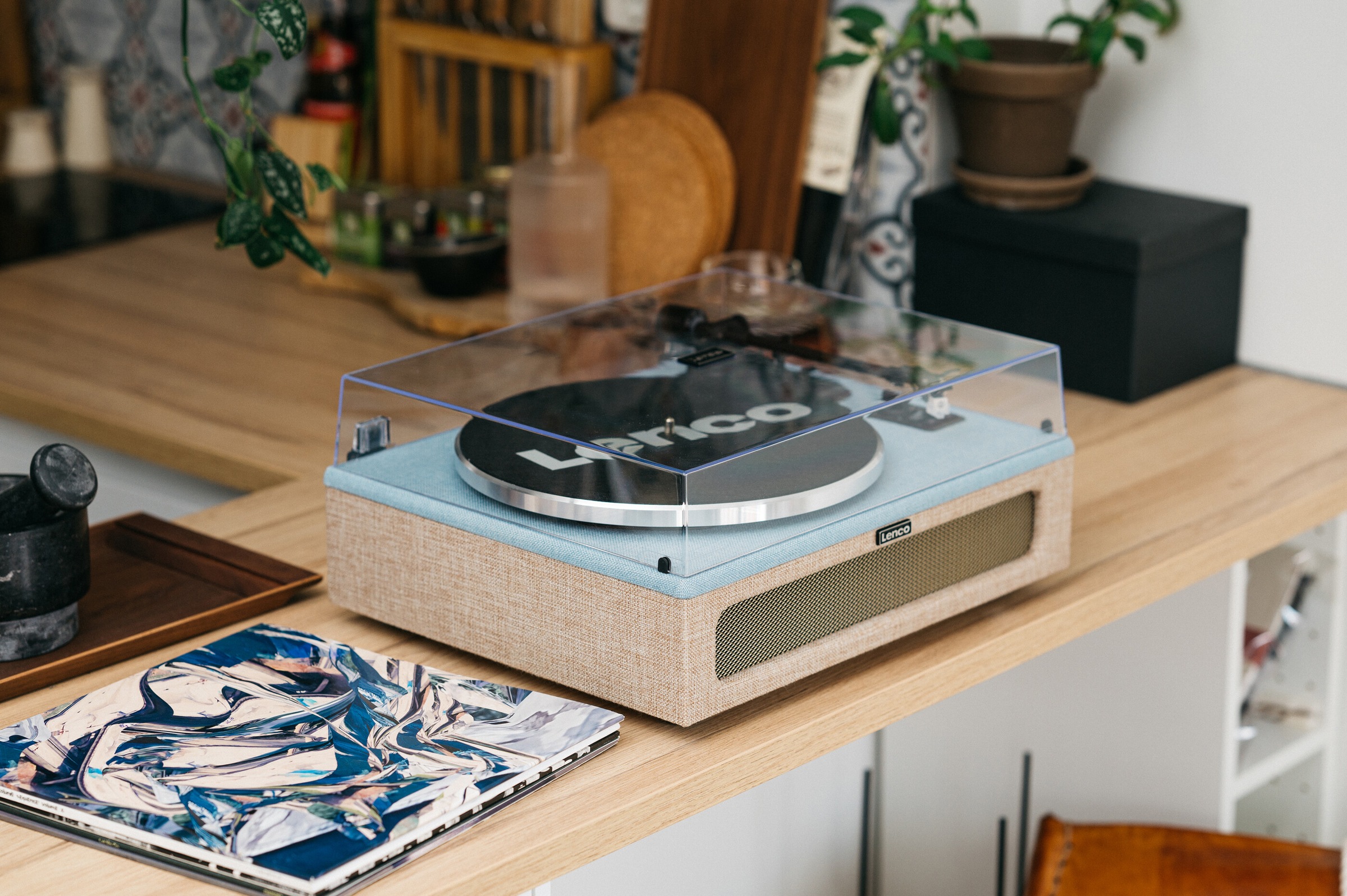 Lenco Plattenspieler »LS-440 blau/beige«, Lautsprecher integriert, Bluetooth