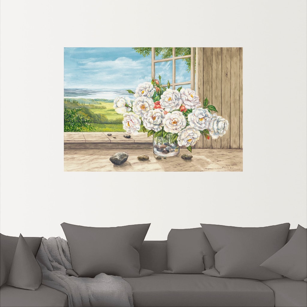 Artland Wandbild »Weiße Rosen am Fenster«, Blumen, (1 St.)