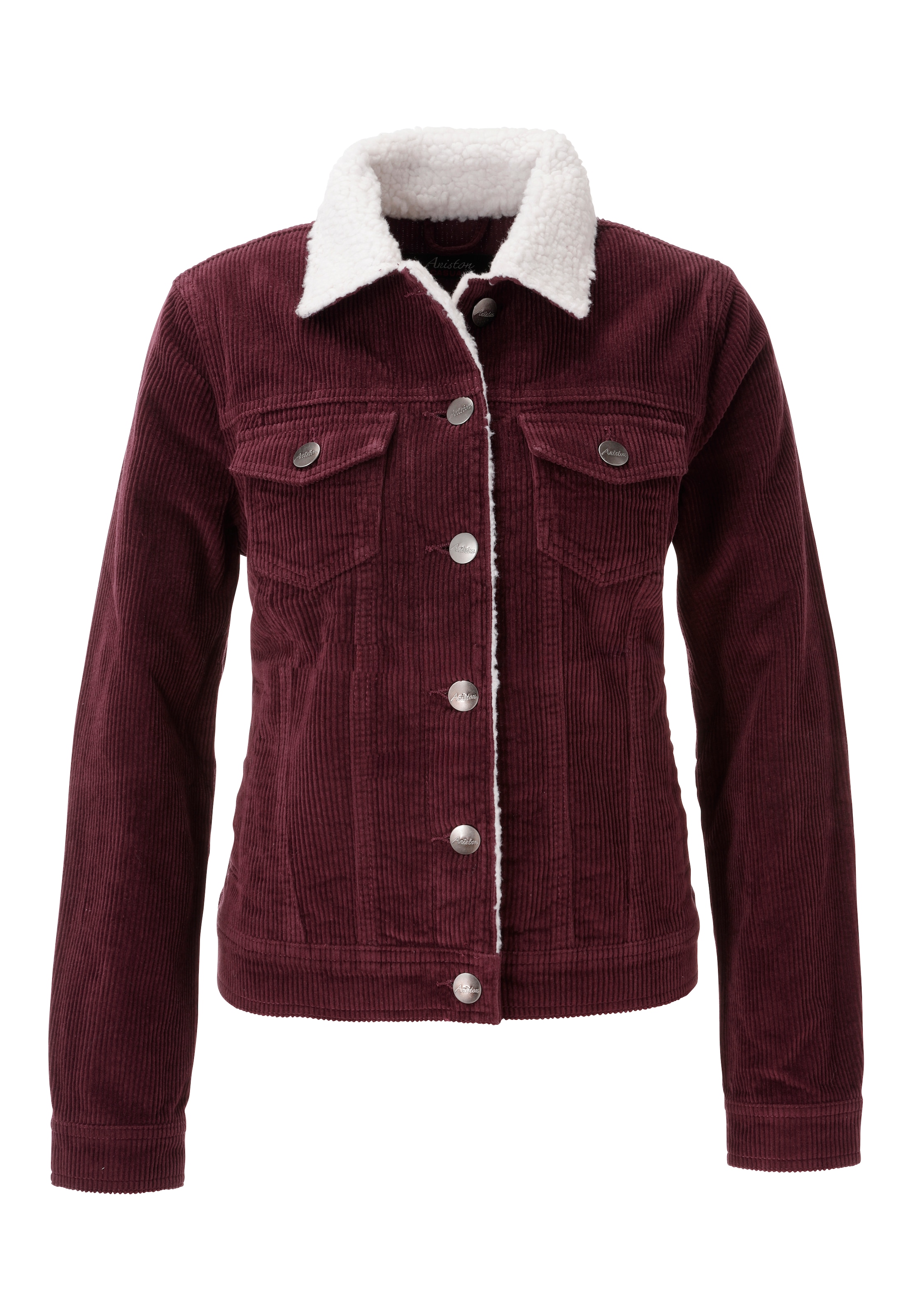Aniston CASUAL Cordjacke mit weichem Teddy-Plüsch am Kragen - NEUE KOLLEKTION